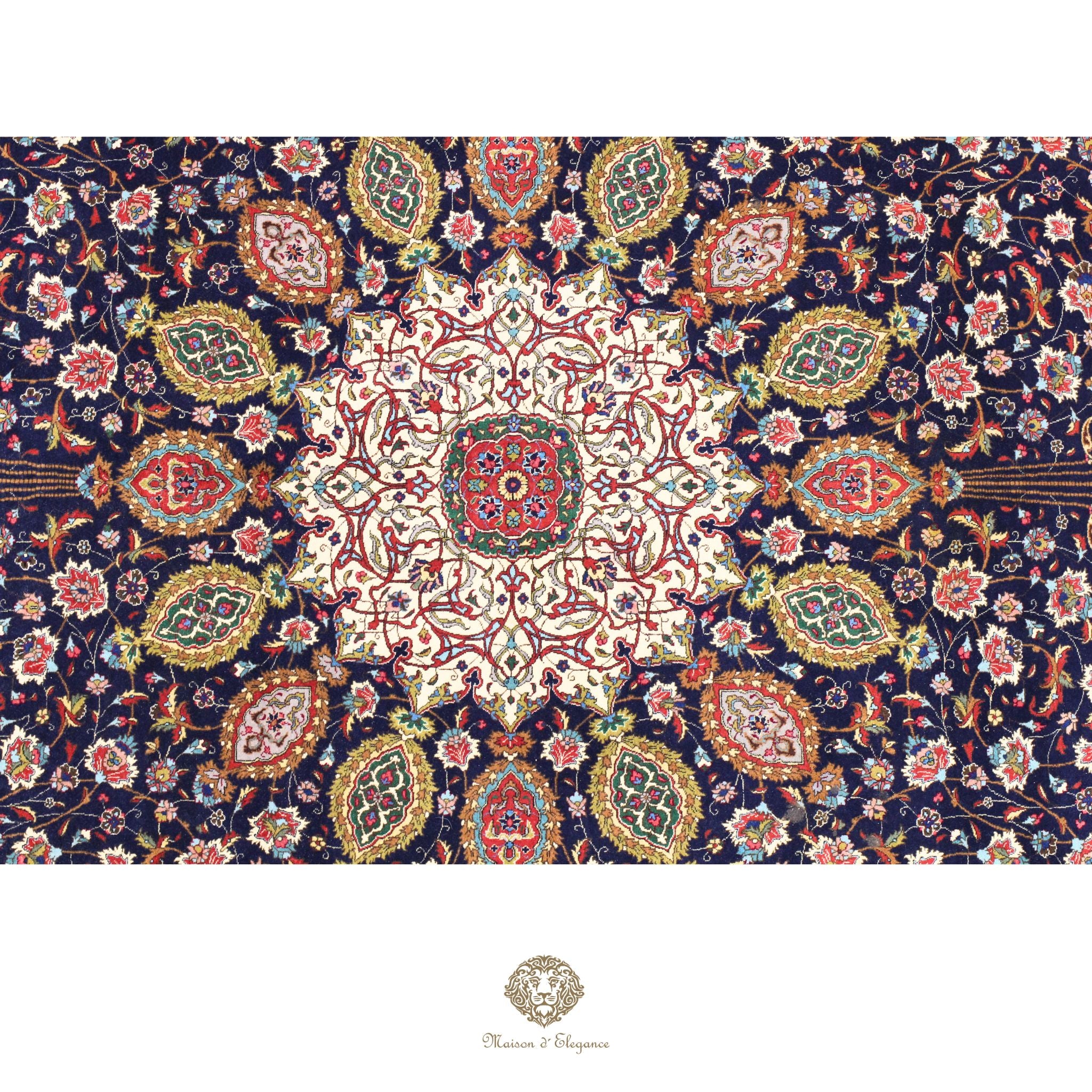 Decorative rug navy background
