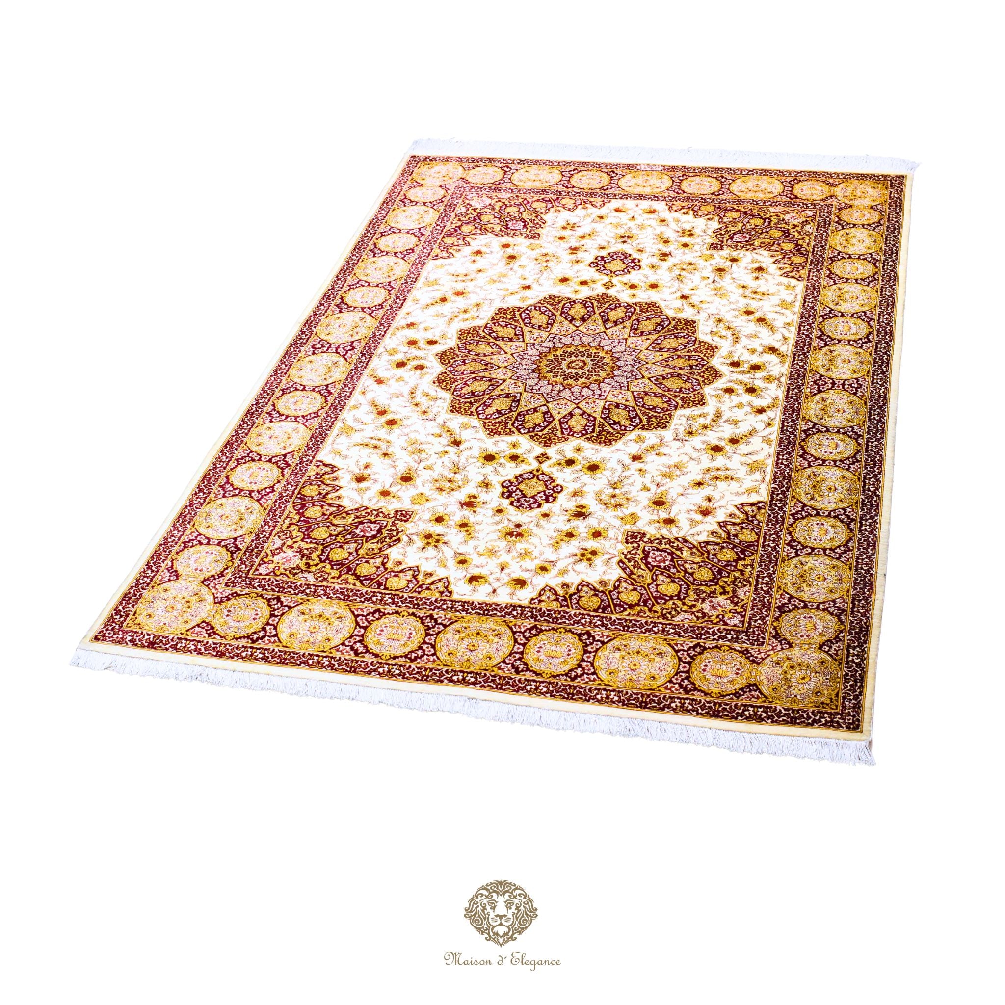 Decorative rug with floral pattern on a white background