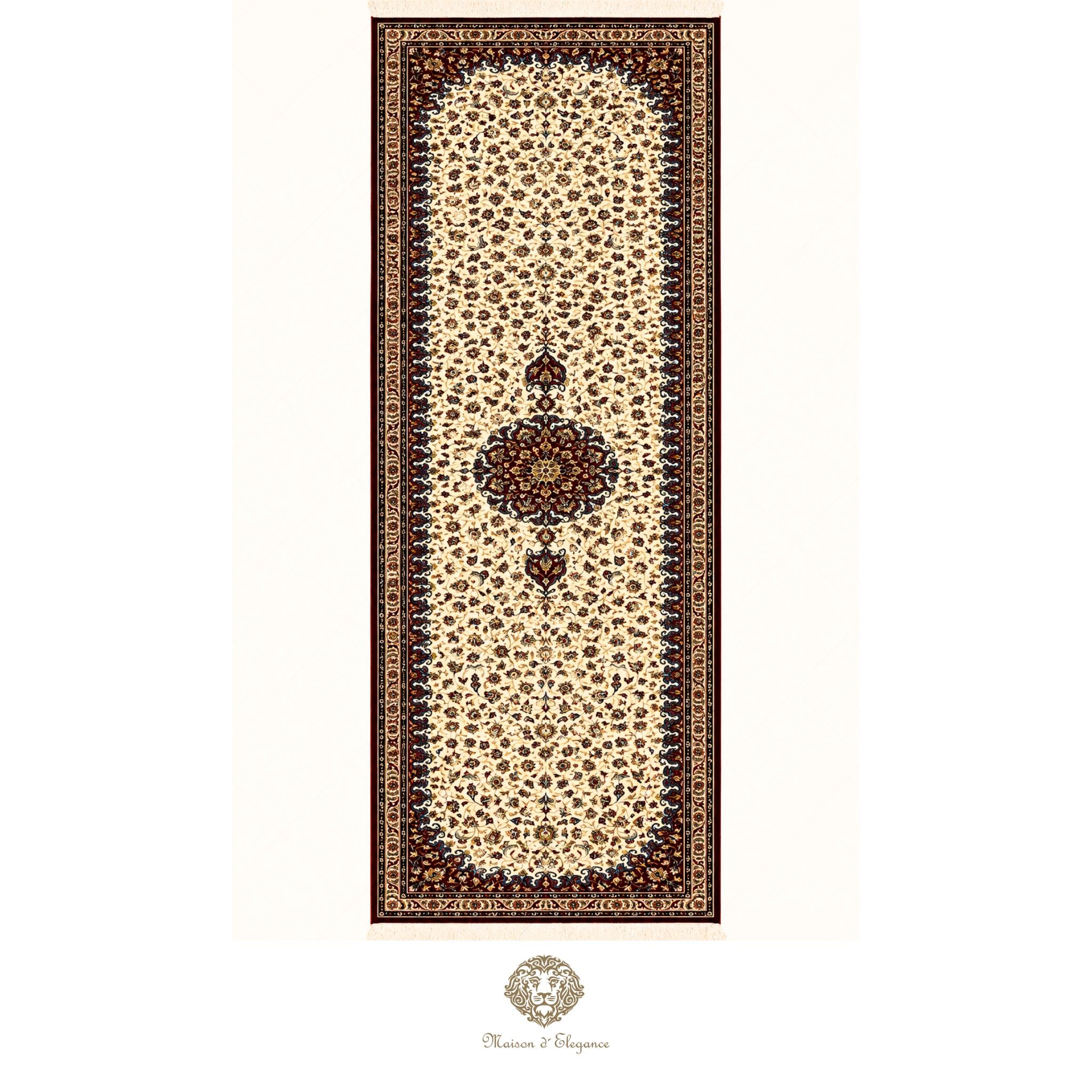 Alfombra persa de seda pura superfina, anudada a mano, teñida con tintes naturales, | obra maestra, firmada, 71 x 312 cm