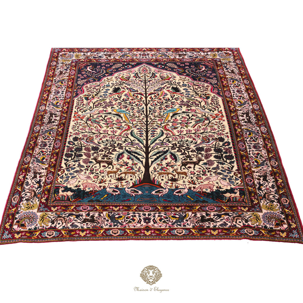 Alfombra persa Bakhtiar, rara, de lana fina teñida con tintes naturales | Diseño Árbol de la Vida, 214 x 285 cm