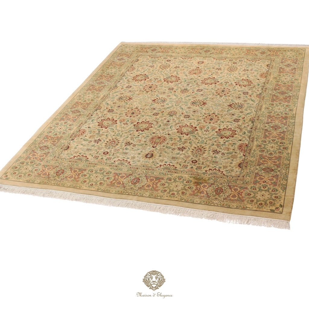 Alfombra persa Kashan | Diseño floral azul marino de lana