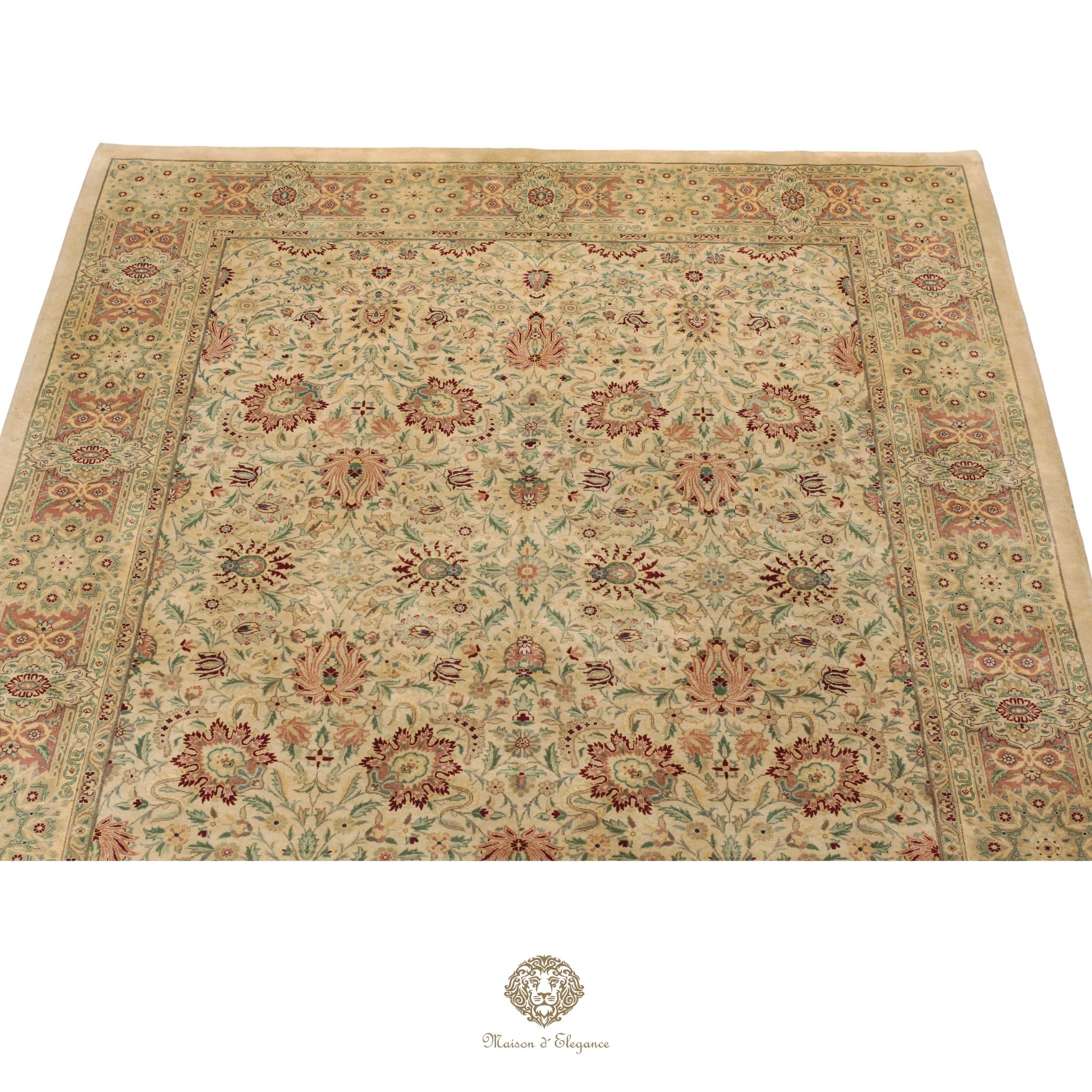 Alfombra persa Kashan | Diseño floral azul marino de lana