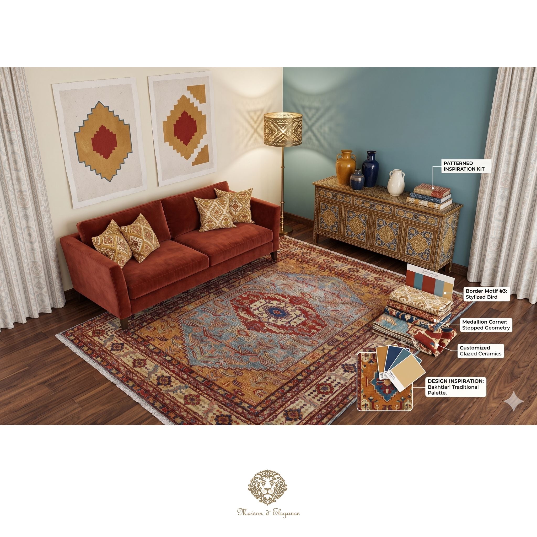 Kasak Fine Wool Rug Medallion Classic Design | Hand-knotted  239 x 335 cm