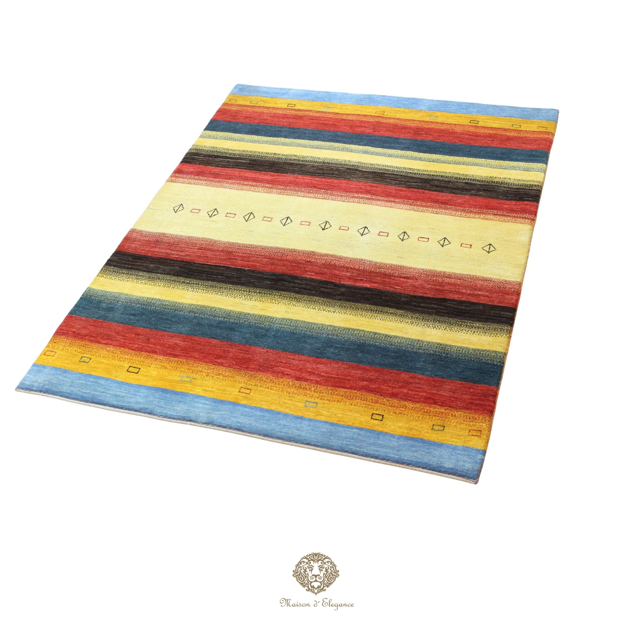 Alfombra persa Kashkuli de lana teñida naturalmente y colorida | Gabbeh hecha a mano 172 x 238 cm