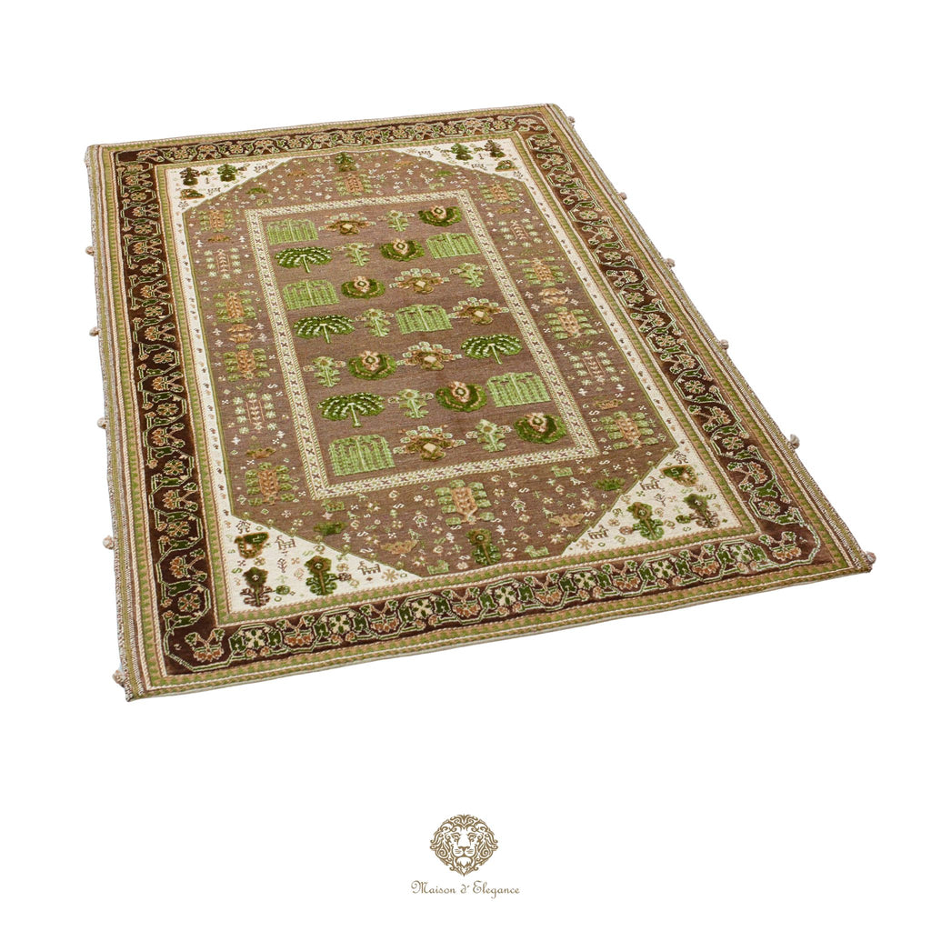 Alfombra persa Kashkuli de tejido plano, kilim bitécnico de lana | Hecha a mano, color natural, 120 x 180 cm