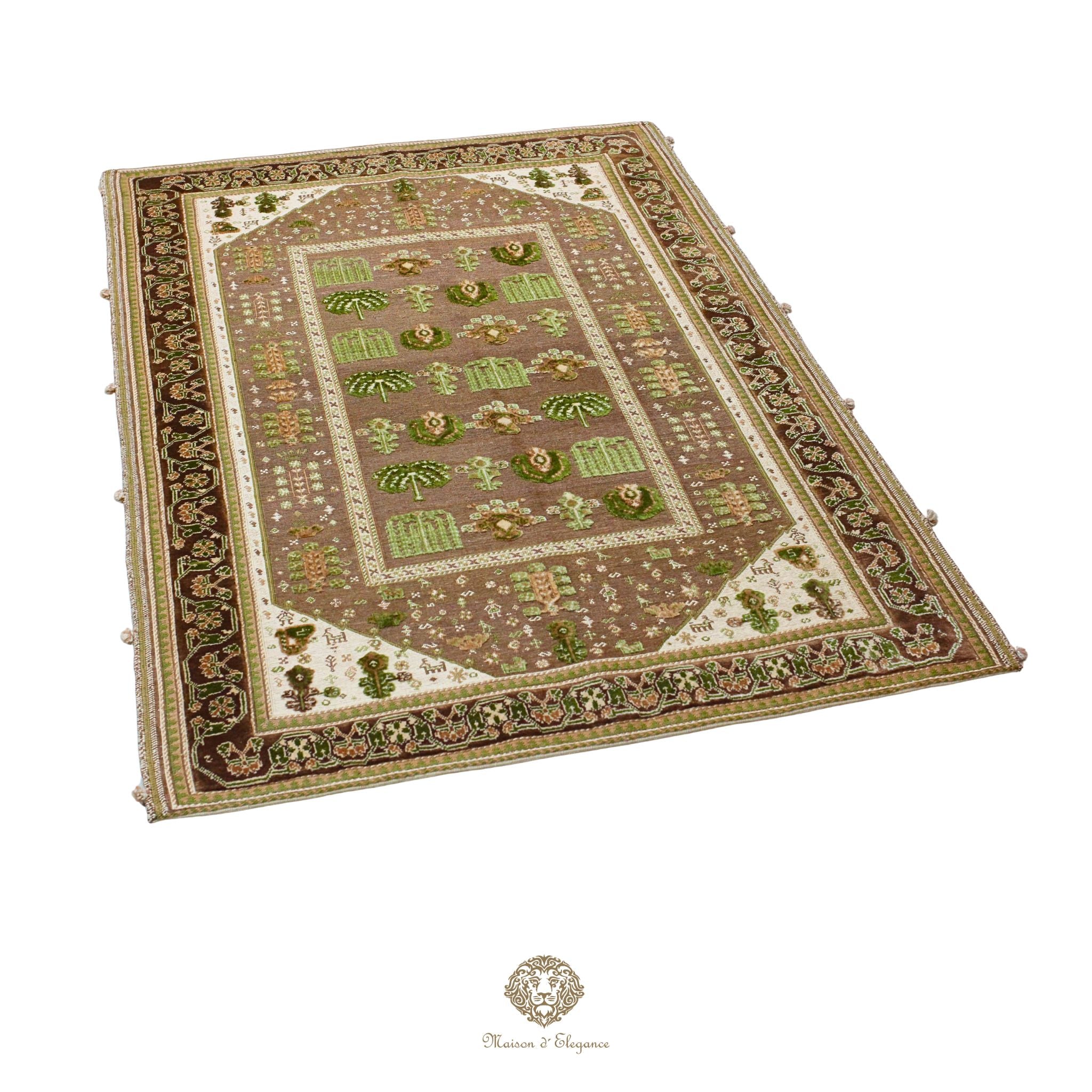 Alfombra persa Kashkuli de tejido plano, kilim bitécnico de lana | Hecha a mano, color natural, 120 x 180 cm