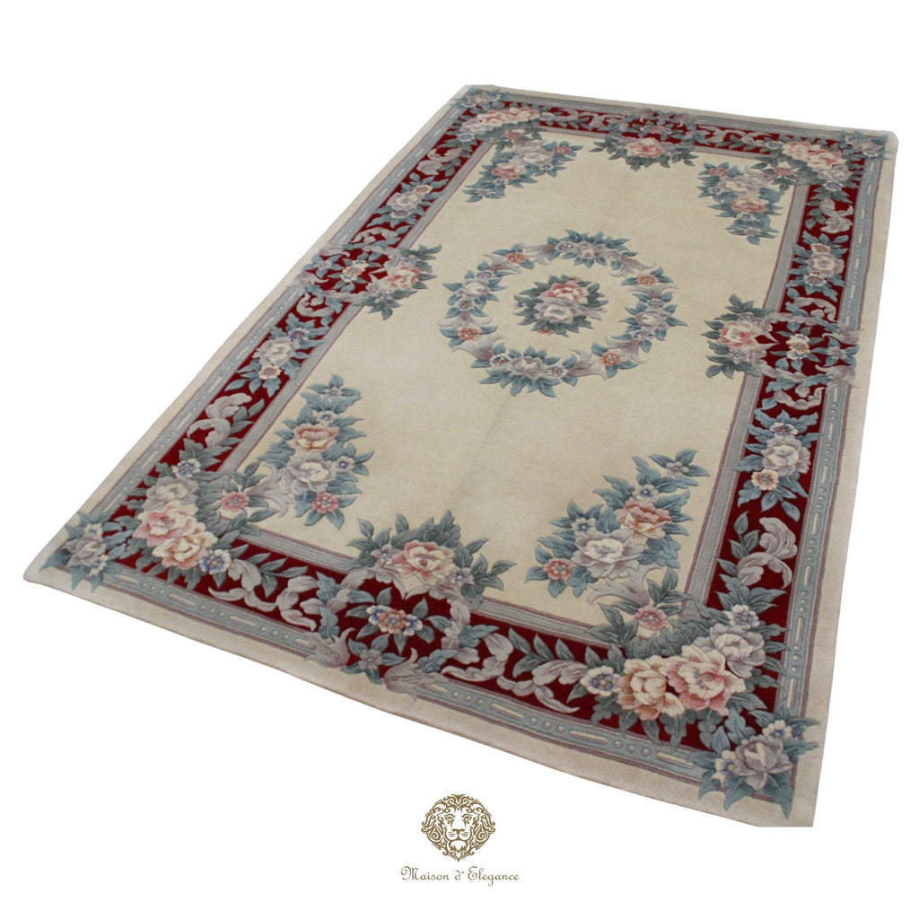 Decorative rug with floral patterns on a white background