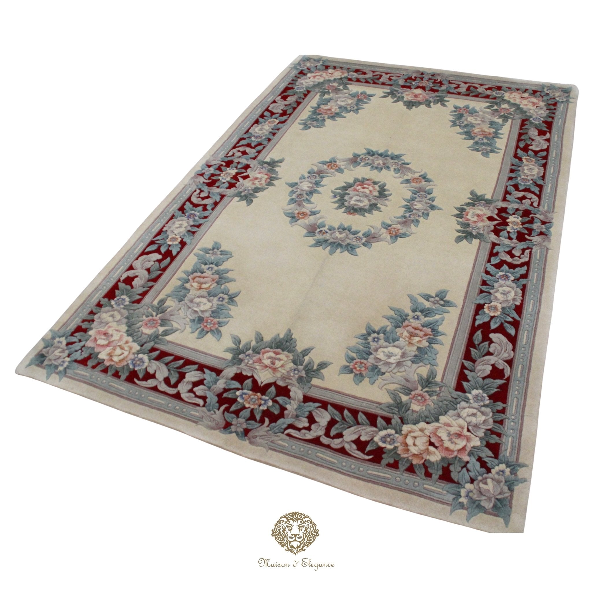 Decorative rug with floral patterns on a white background