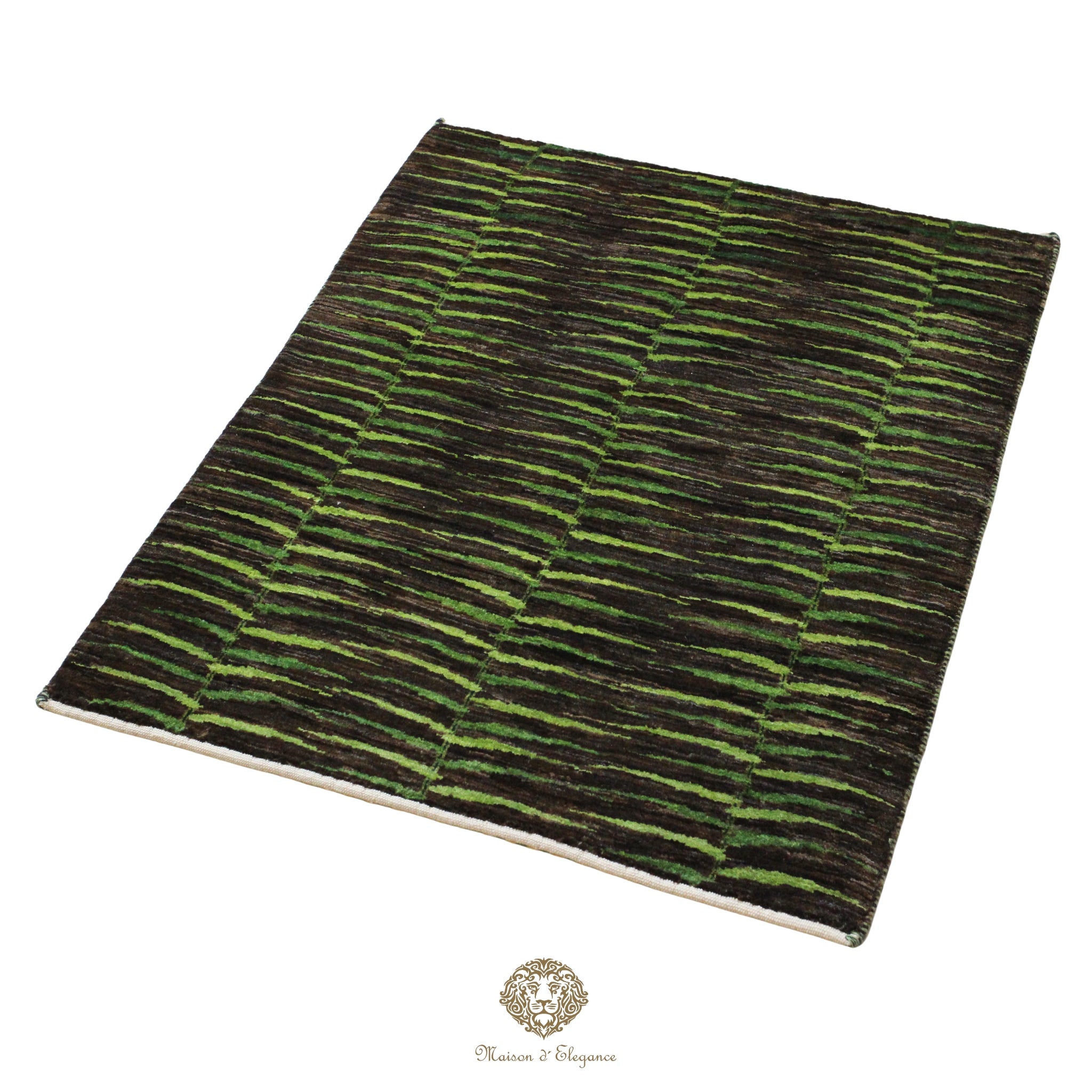 Alfombra Kashkuli Verde Persa Lana 100% Hecha a Mano 86x116 cm