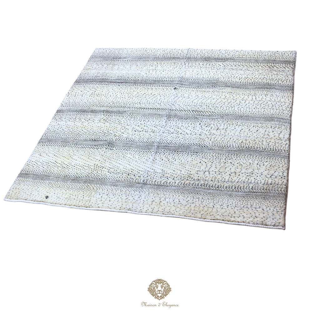 Alfombra persa Kashkuli blanca tribal | Gabbeh de lana hecha a mano 185 x 199 cm