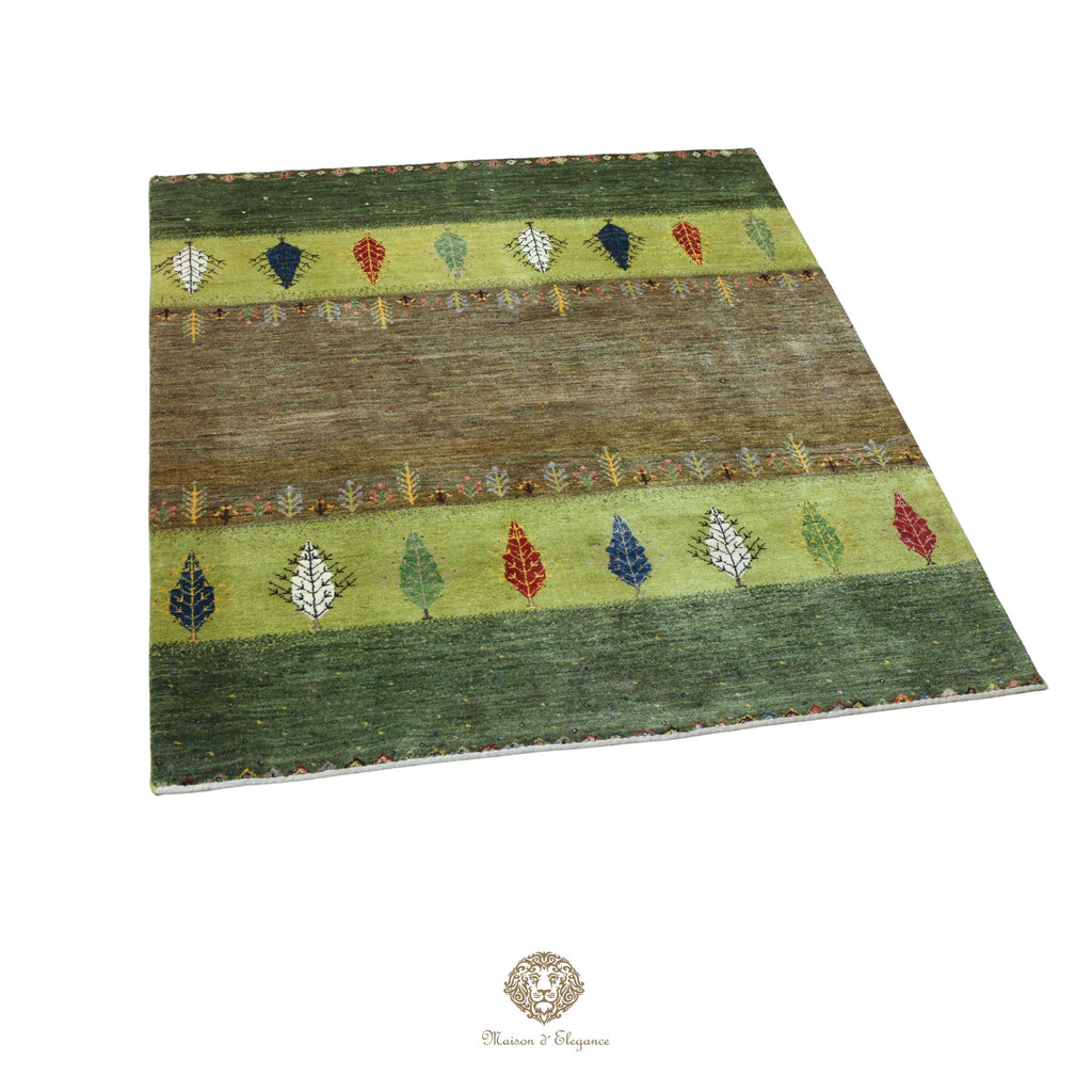 Alfombra persa Kashkuli colorido tribal naturale color | Gabbeh de lana hecha a mano 182 x 220 cm