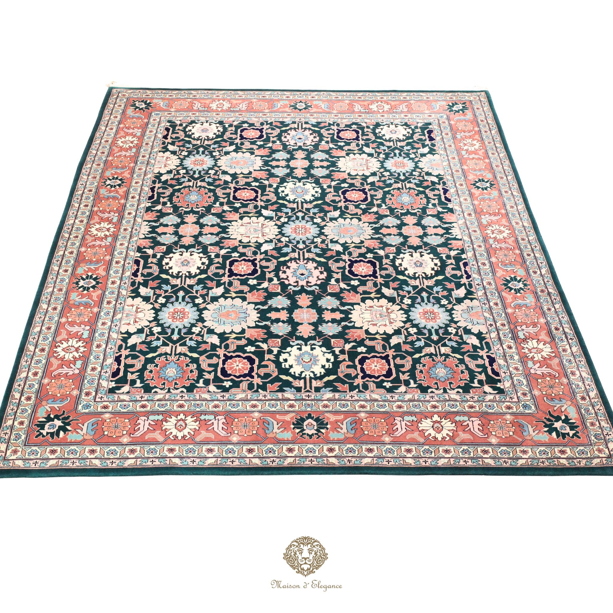 Alfombra de lana superfina con diseño floral verde Heriz | Alfombra Empire Maison 274 x 385 cm