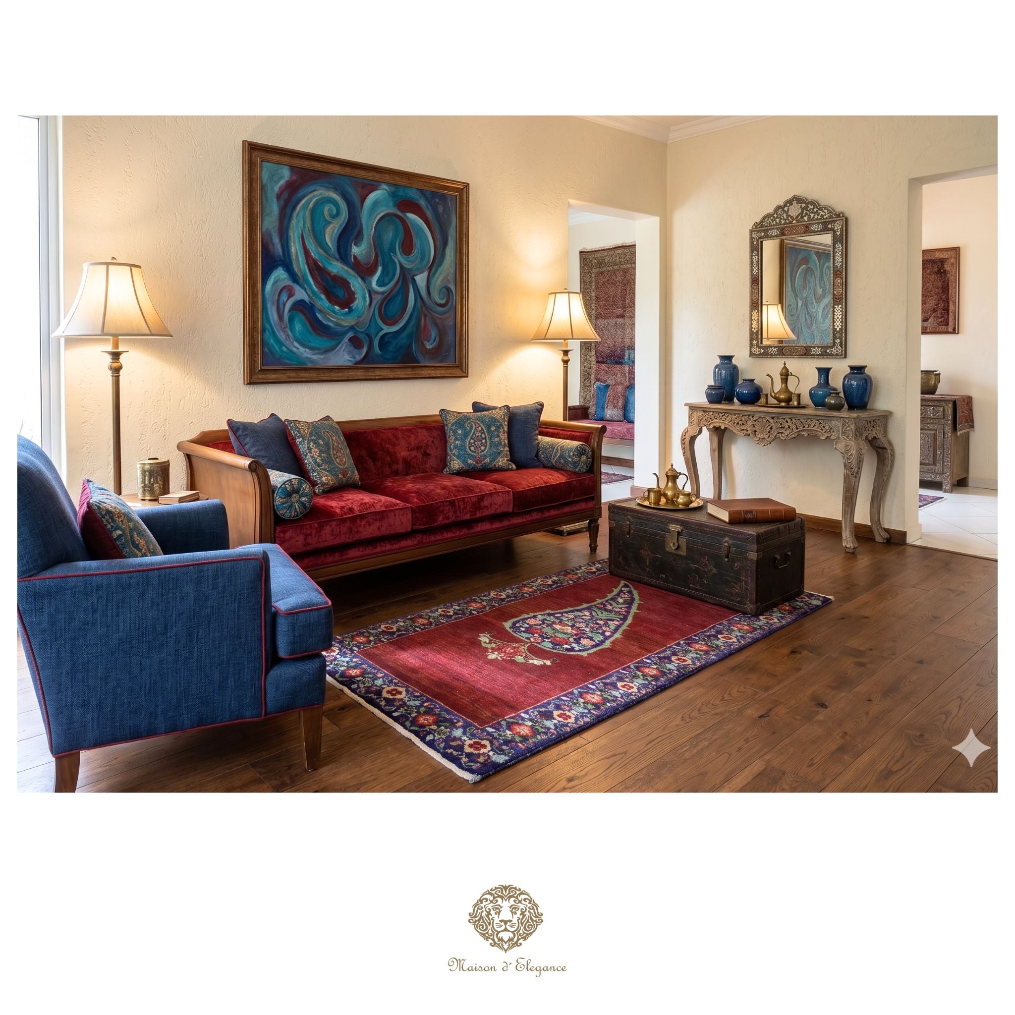 Alfombra persa de lana hecha a mano Kashkuli Nomadic | Diseño Cypress 57 x 108 cm