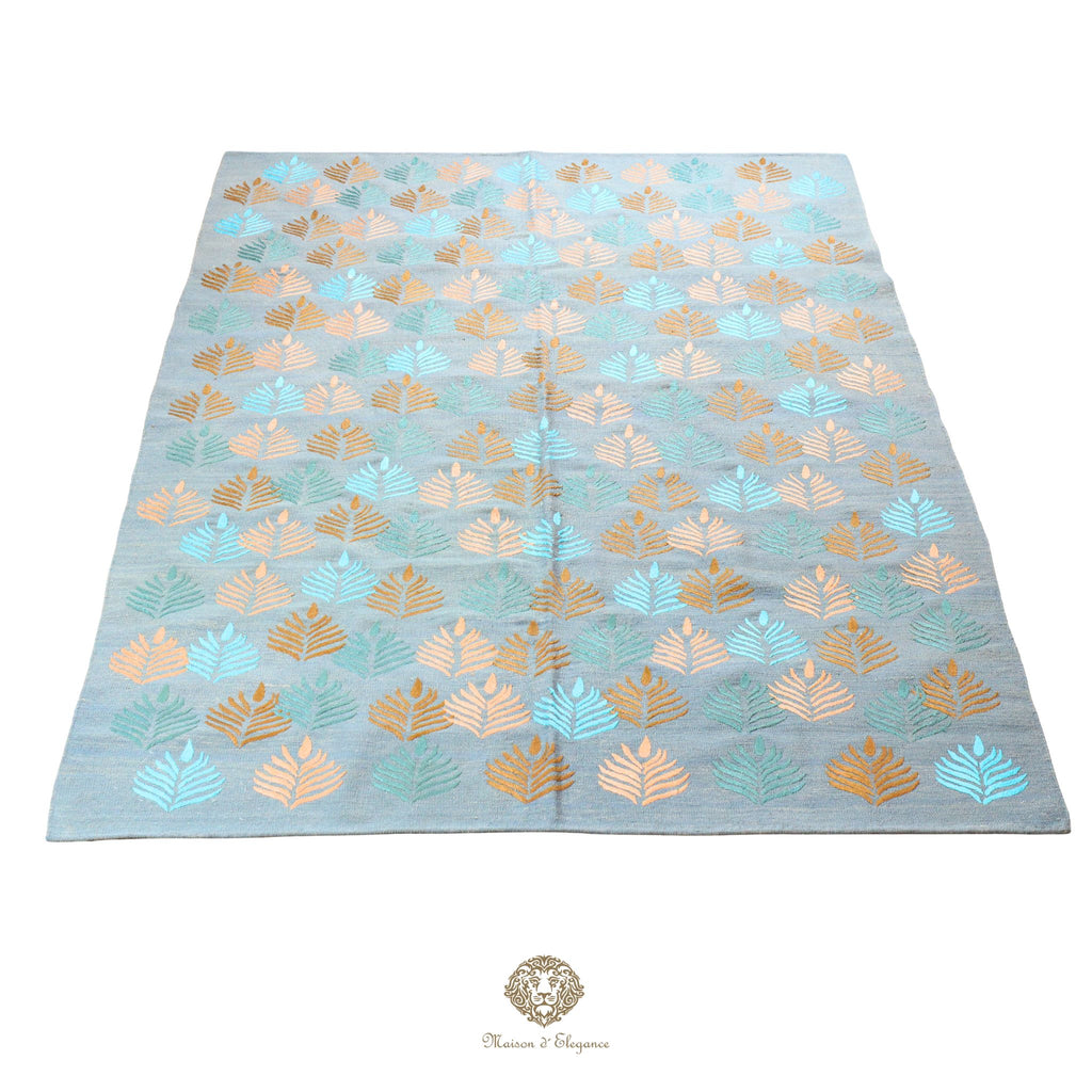 Kilim única moderna Tejido a Mano | Alfombra Plana de Lana y Seda con Tintes Naturales 182x256 cm