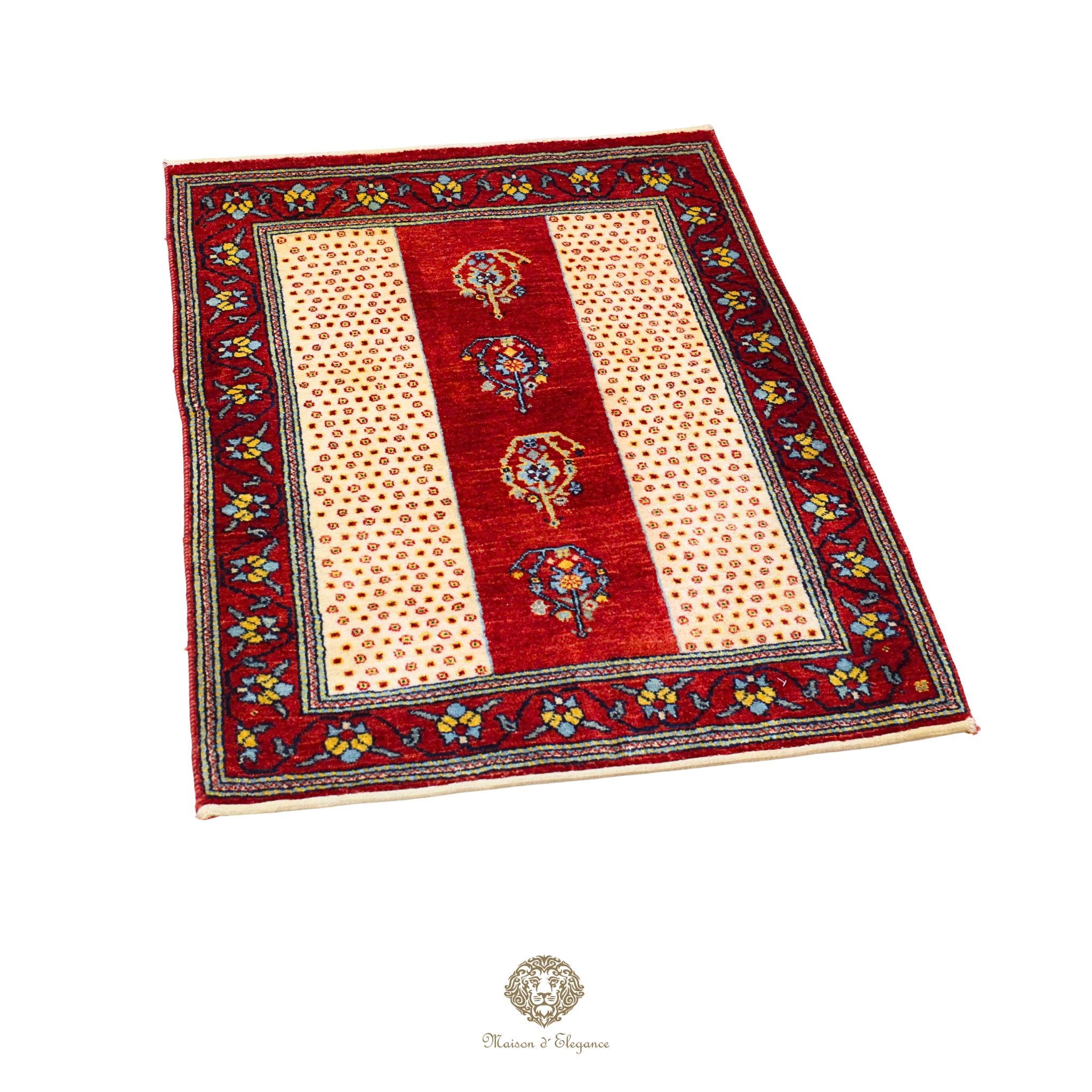 Alfombra persa Kashkuli colorida naturale | Gabbeh de lana hecha a mano 84 x 101 cm