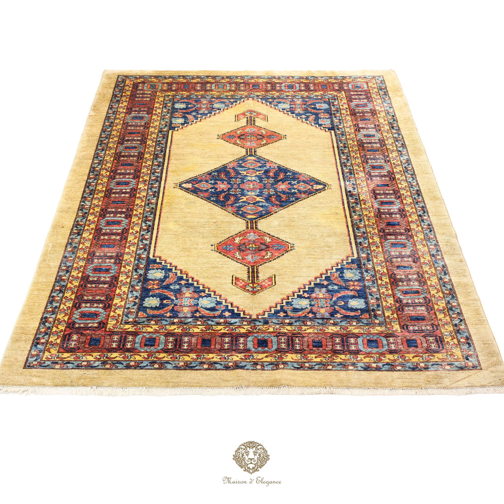 Alfombra persa de lujo estilo Bakhshayesh, lana fina | Reproducción de diseño de medallón color marfil, 240 x 342 cm