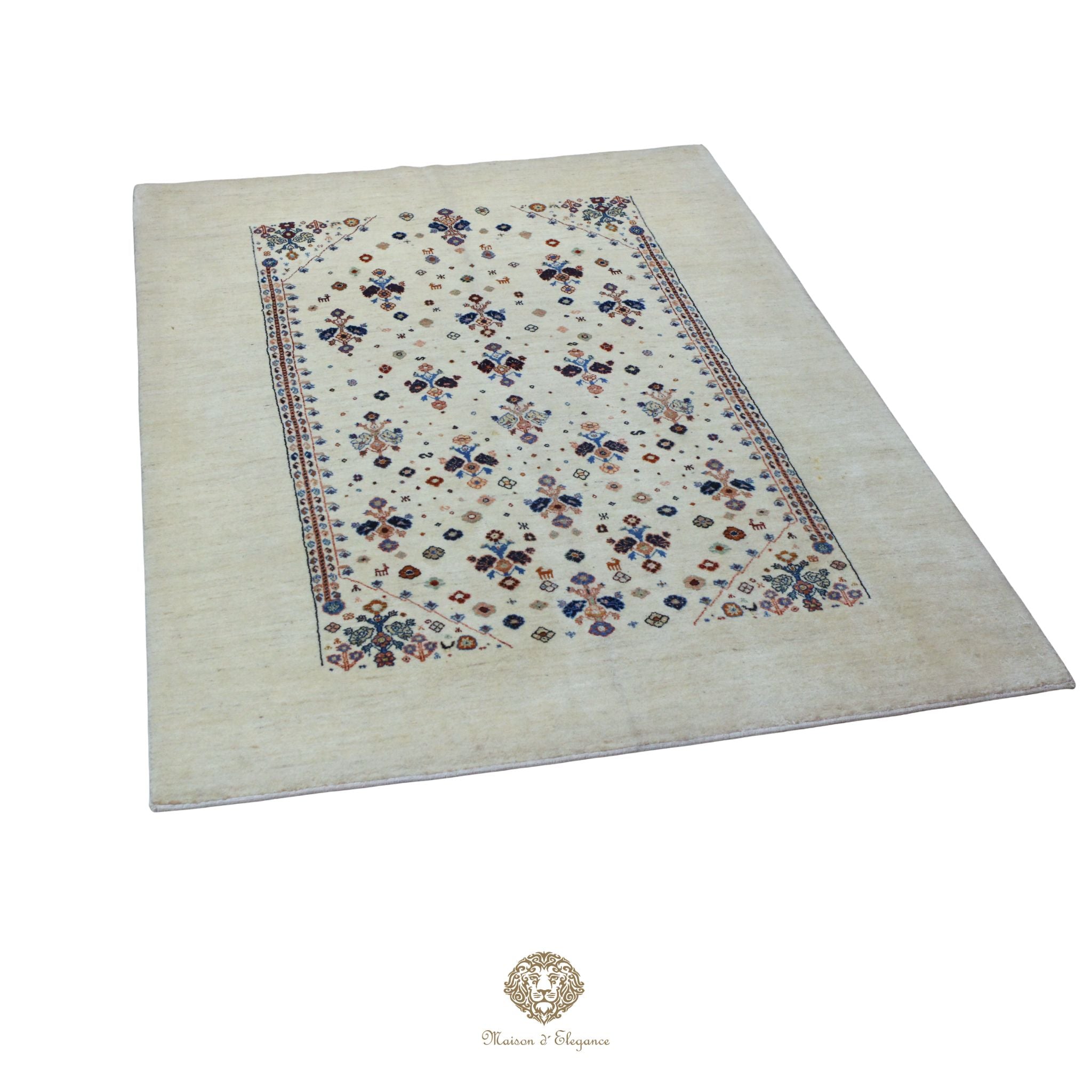 Alfombra persa Trible Fine Kashkuli con tintes naturales | Gabbeh de lana hecha a mano 141 x 200 cm