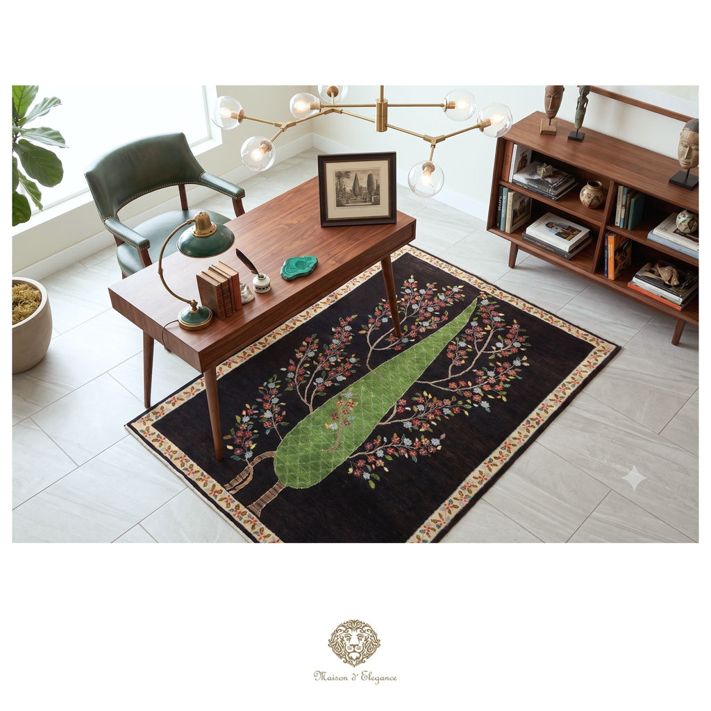 Alfombra persa de lana hecha a mano Kashkuli Nomadic | Diseño Cypress 157 x 206 cm