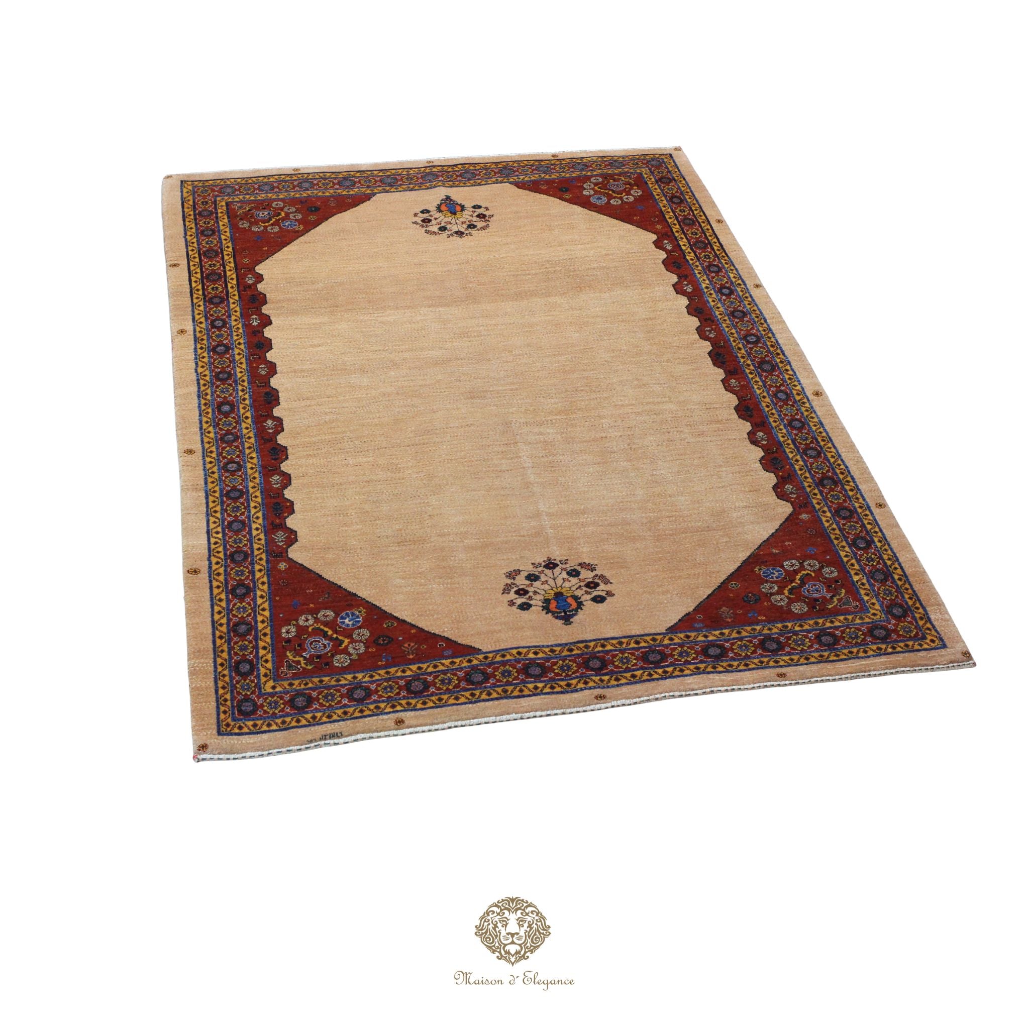 Alfombra persa Trible Fine Kashkuli con tintes naturales | Loribaft de lana hecha a mano 164 x 237 cm