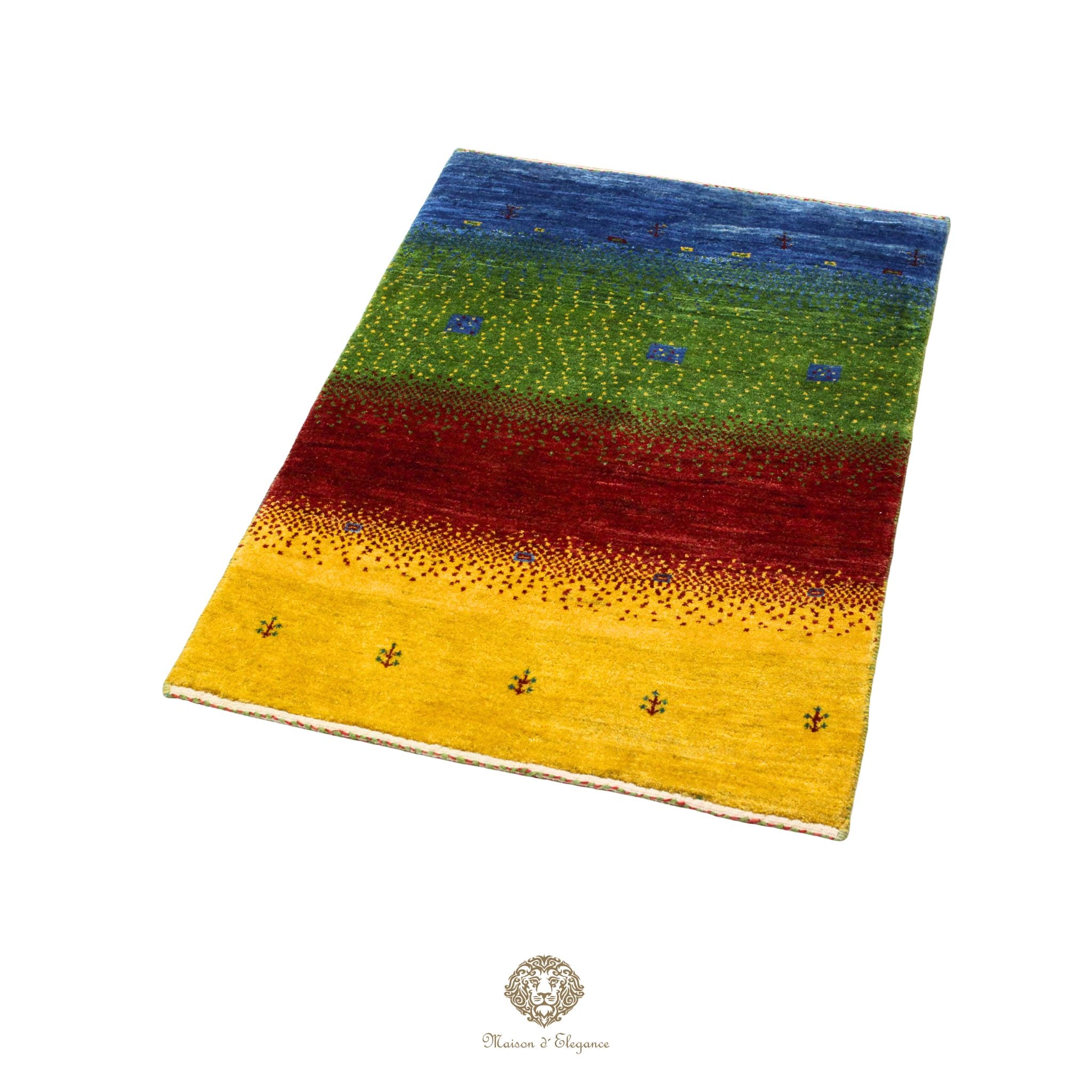 Alfombra persa Kashkuli colorida | Gabbeh de lana hecha a mano 85x121 cm