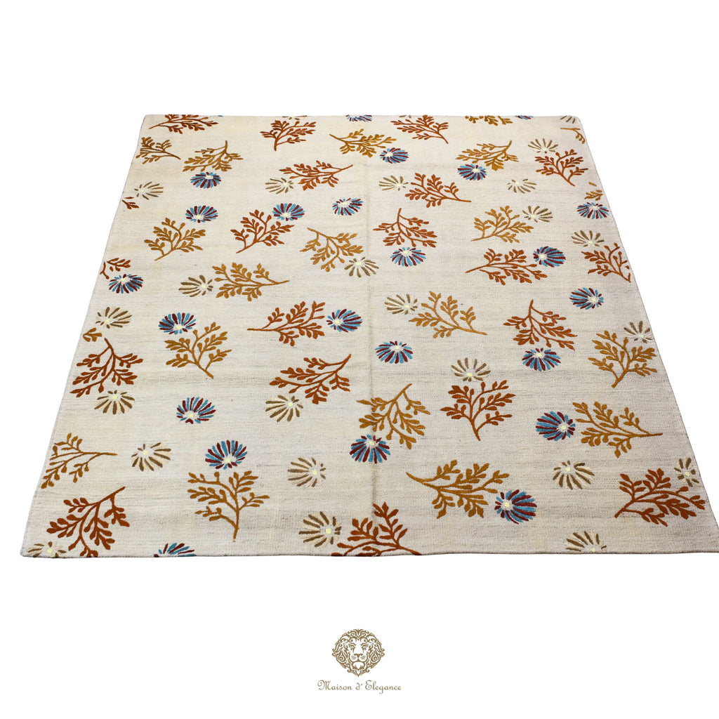 Kilim única moderna Tejido a Mano | Alfombra Plana de Lana y Seda con Tintes Naturales 160x206 cm