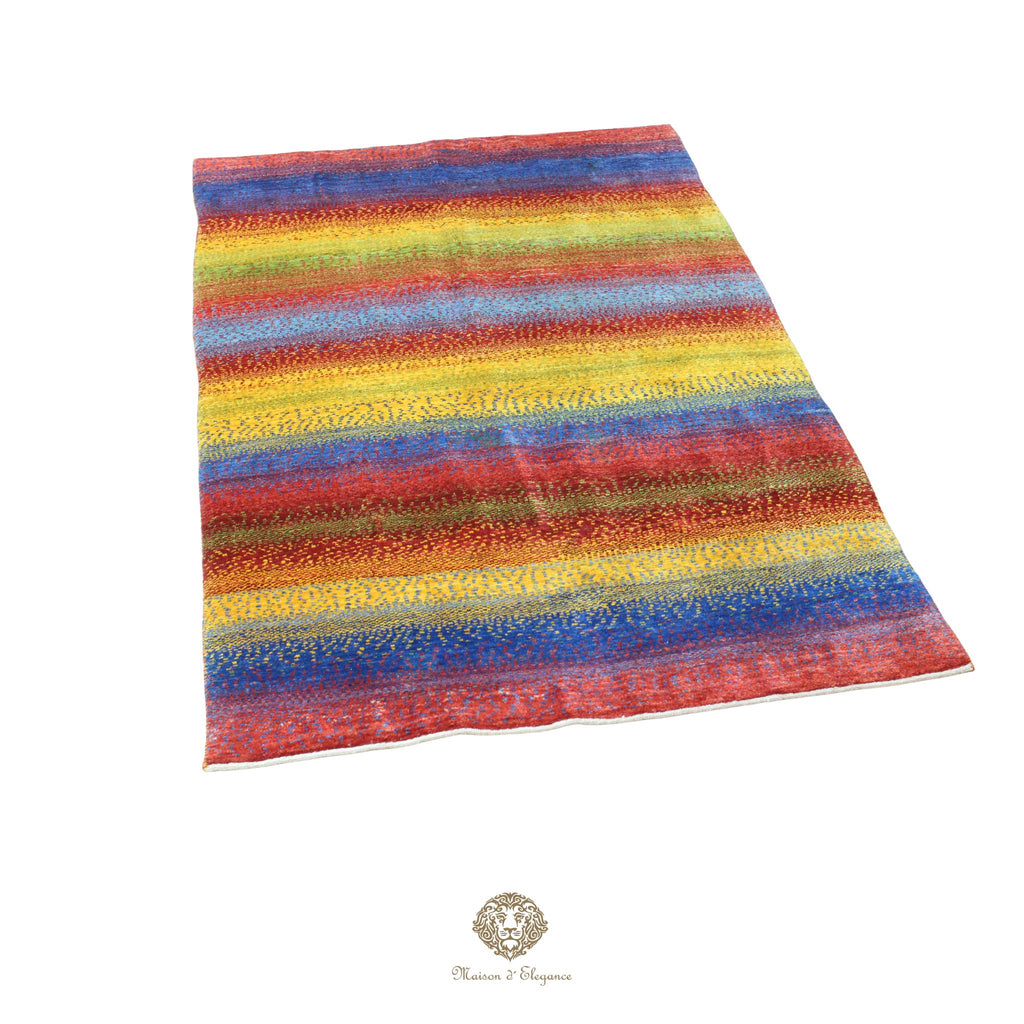 Alfombra persa Kashkuli de lana teñida naturalmente y colorida | Gabbeh hecha a mano 118 x 194 cm