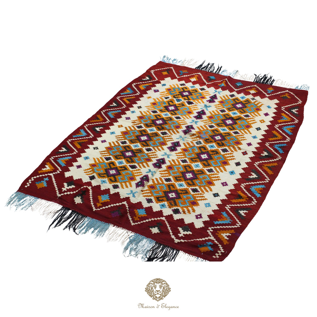 Alfombra Antigüedad Kilim Besarabia Lana | Diseño Geométrico 138x210 cm