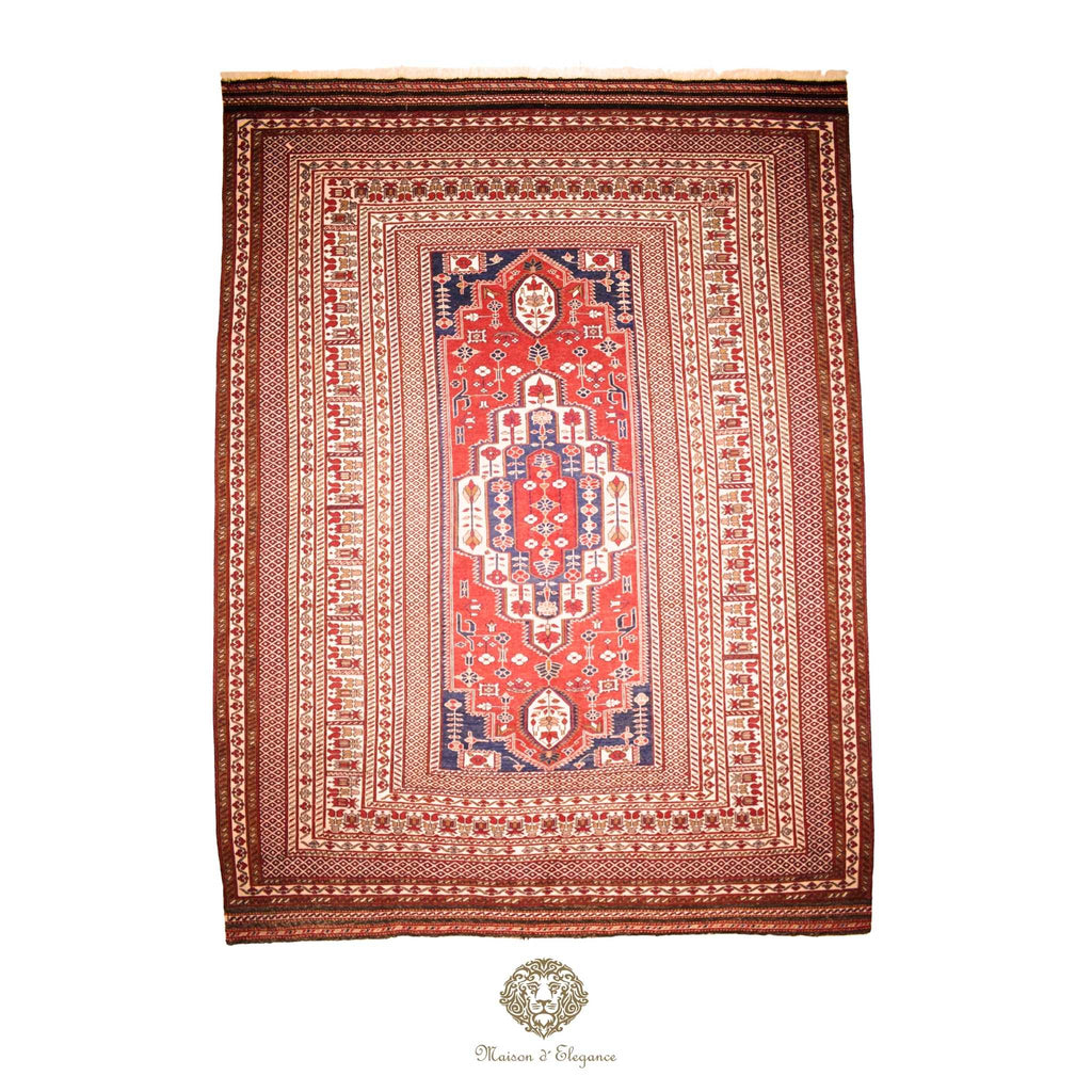 Fine Rare Flat-Weave Sumac Persian Wool Kilim | Medallion Design