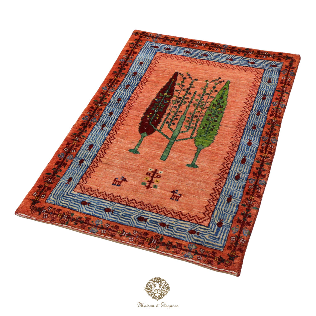 Alfombra Loribaft Rosa Persa Lana 100% Hecha a Mano 82x128 cm