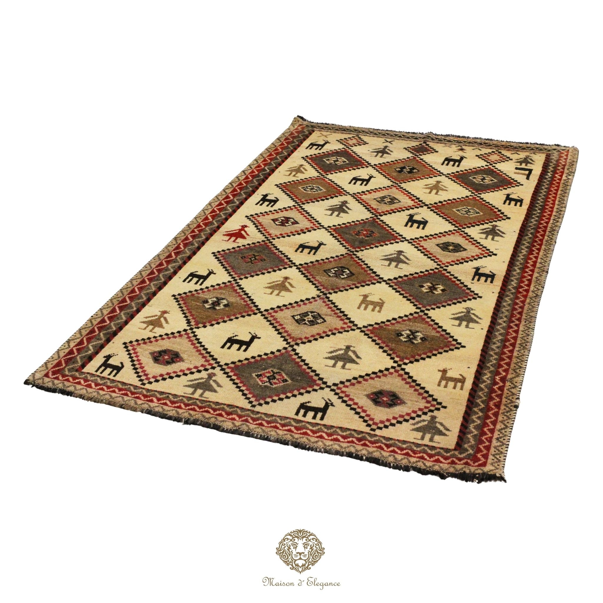Decorative rug with geometric pattern on a white background