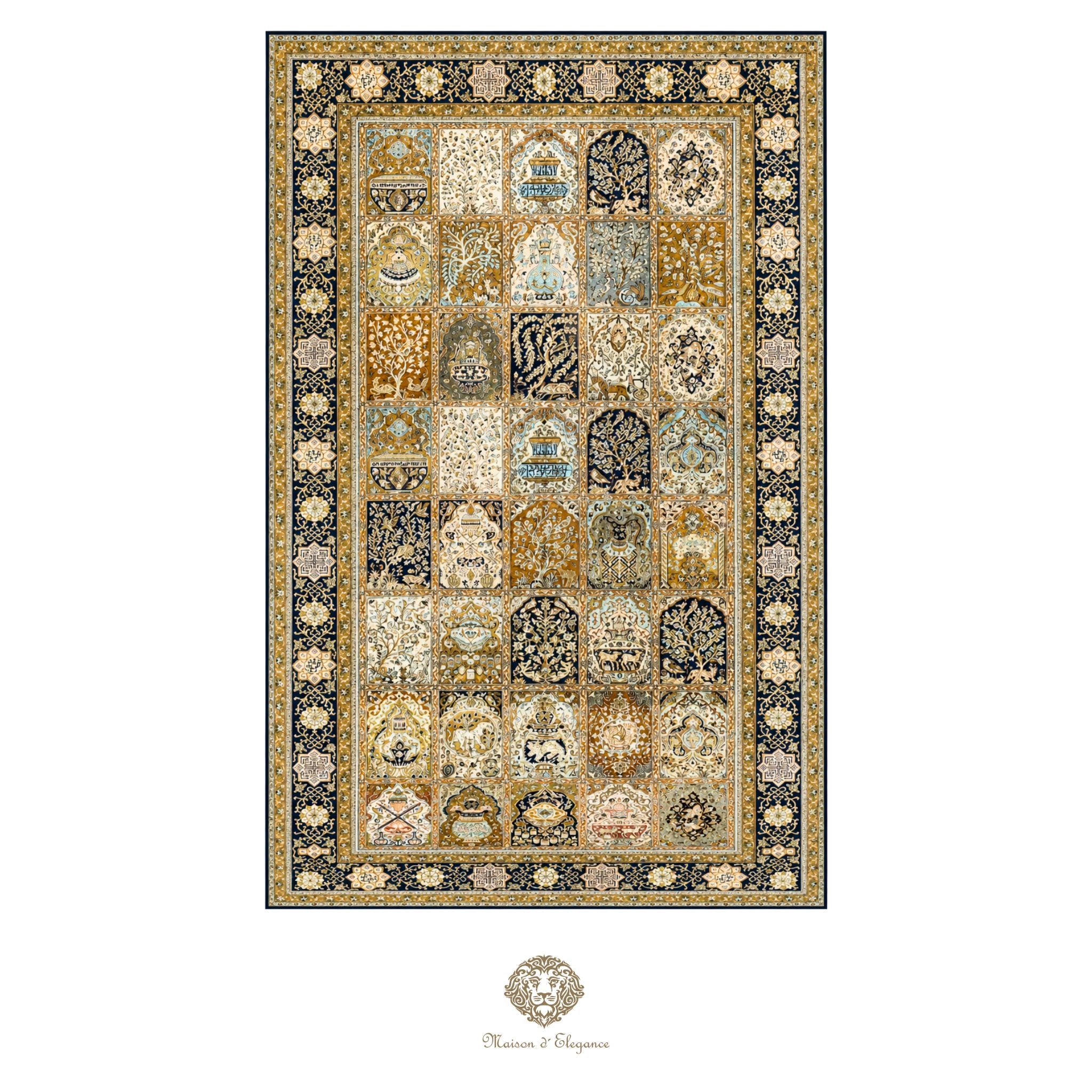 Alfombra persa de seda pura, anudada a mano, teñida con tintes naturales, | obra maestra con diseño floral integral, firmada, 180x300 cm