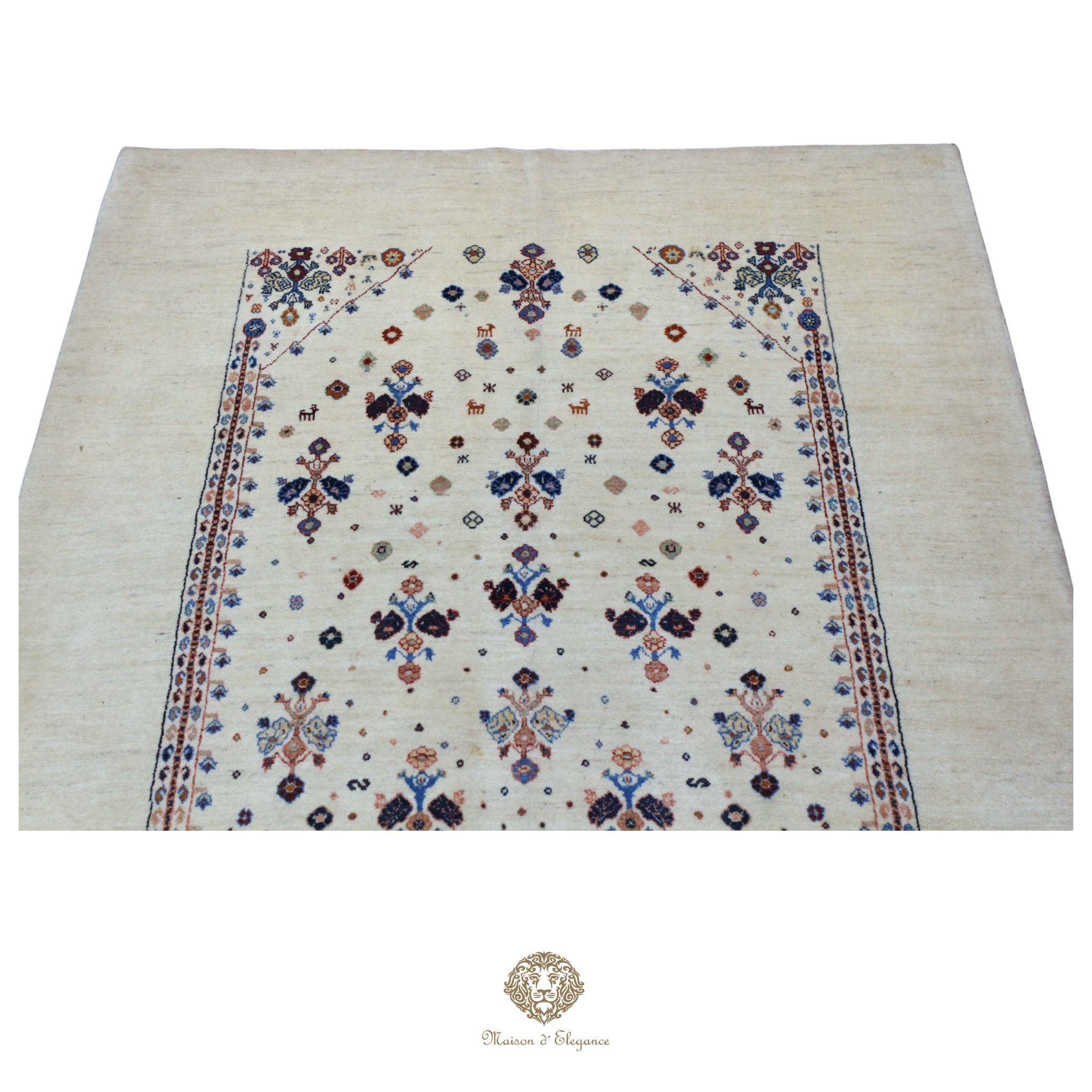 Alfombra persa Trible Fine Kashkuli con tintes naturales | Gabbeh de lana hecha a mano 141 x 200 cm