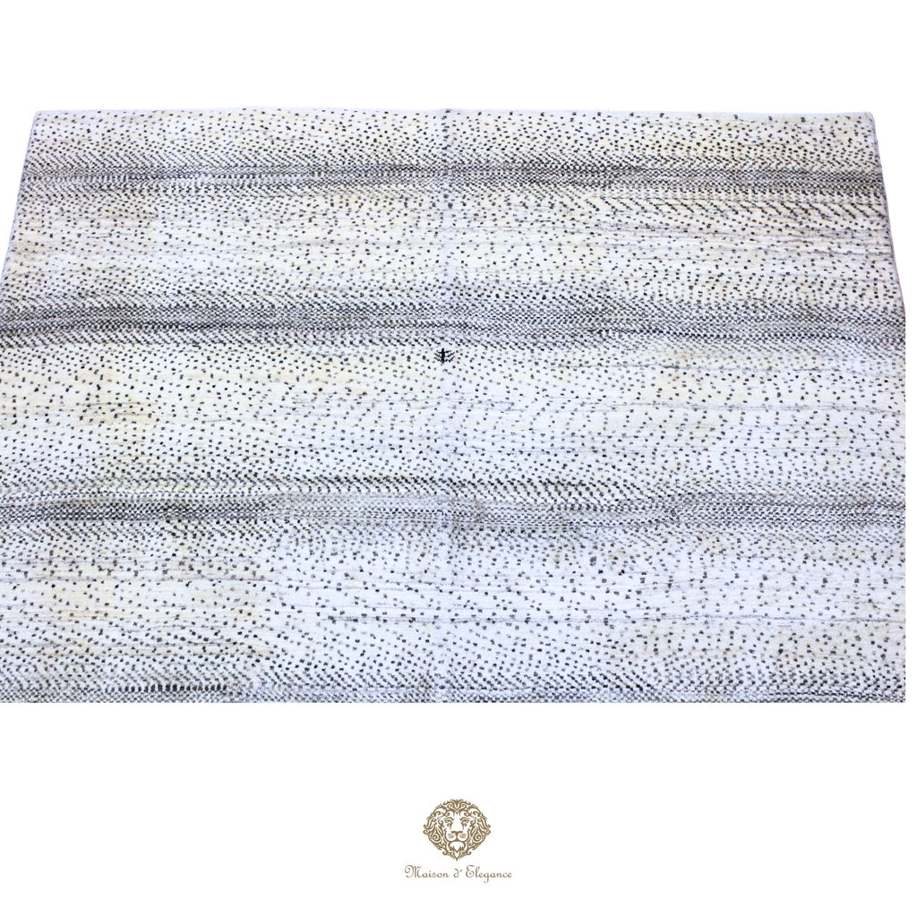 Alfombra persa Kashkuli blanca tribal | Gabbeh de lana hecha a mano 185 x 199 cm