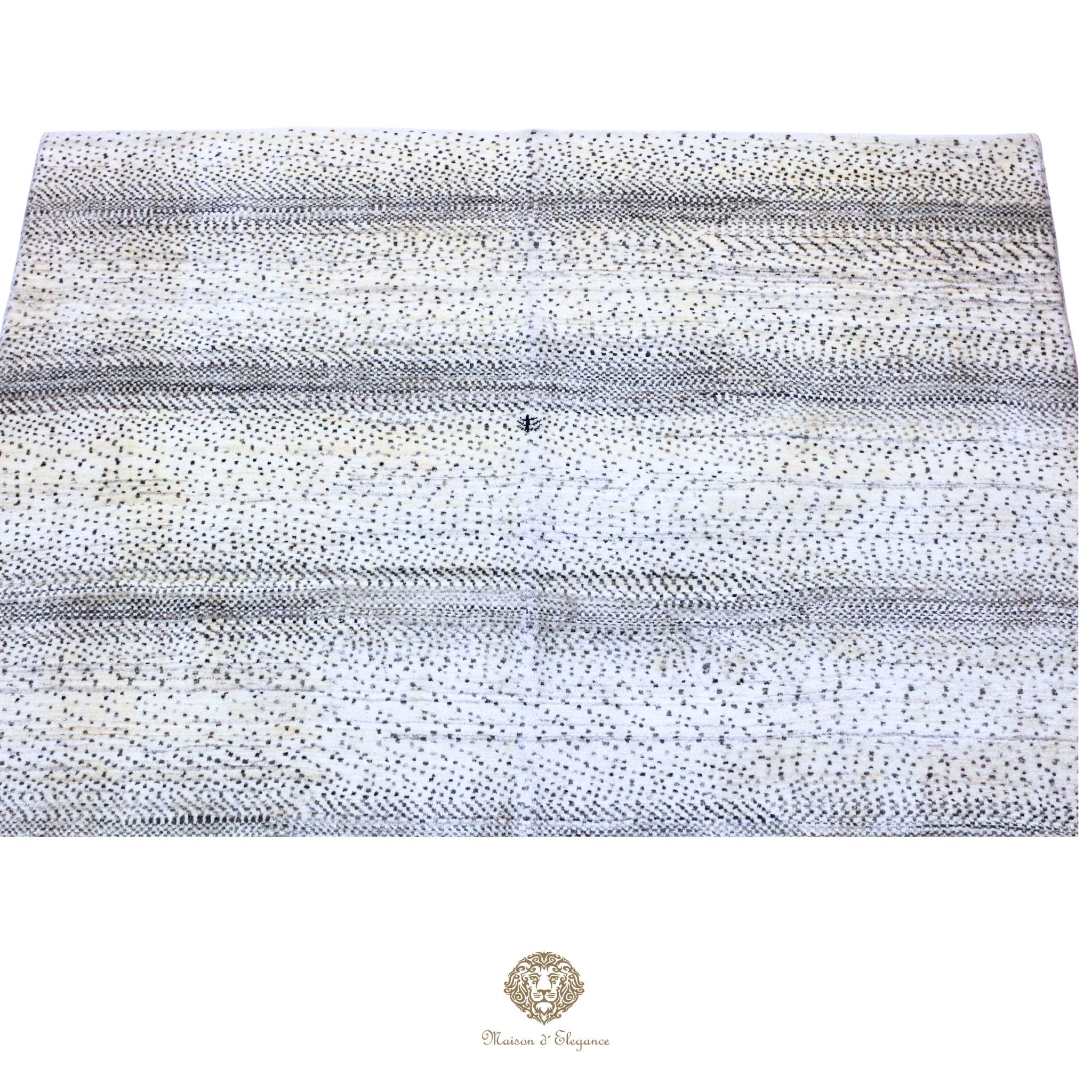 Alfombra persa Kashkuli blanca tribal | Gabbeh de lana hecha a mano 185 x 199 cm