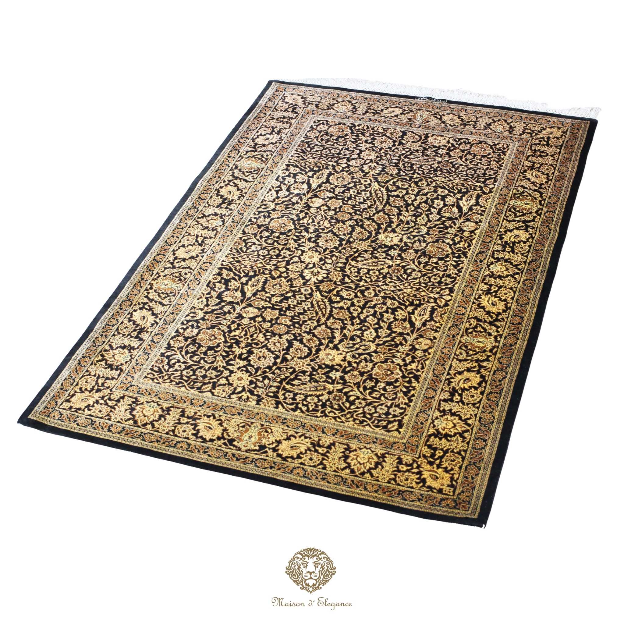 Alfombra persa exclusiva de seda pura, anudada a mano, teñida de forma natural, obra maestra de alta gama, firmada, 100x152 cm