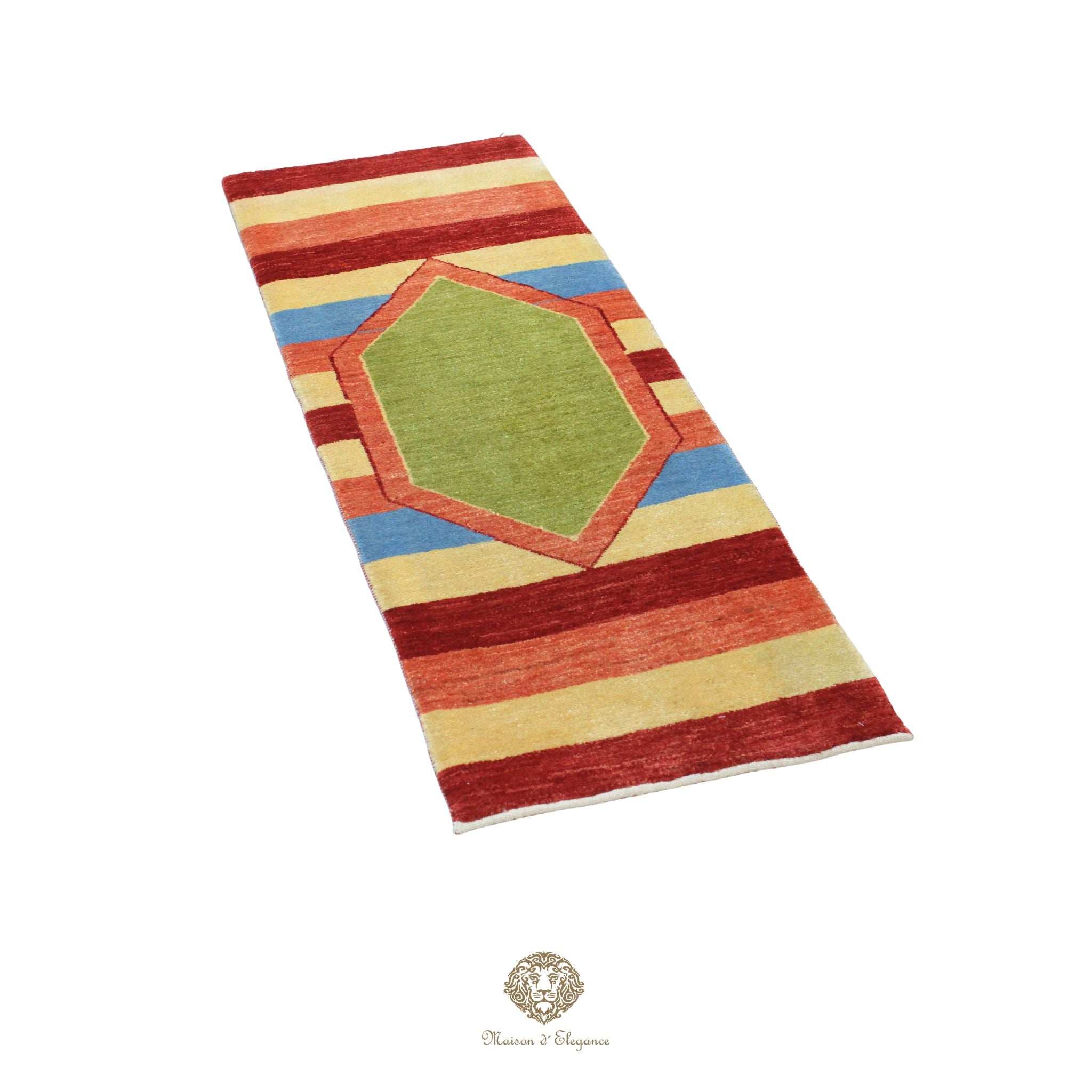 Alfombra persa Kashkuli Loribaft teñida con tintes naturales | Gabbeh de lana hecha a mano 55 x 140 cm
