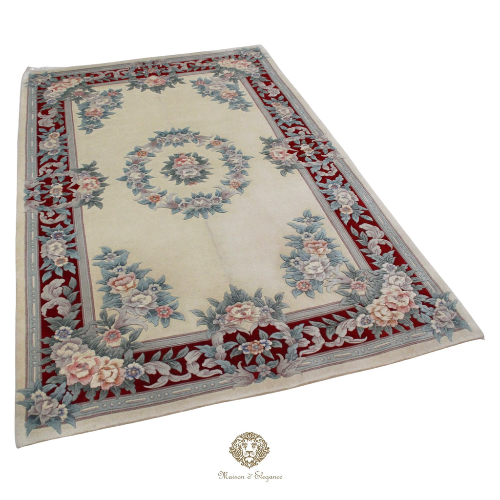 Decorative rug with floral patterns on a white background