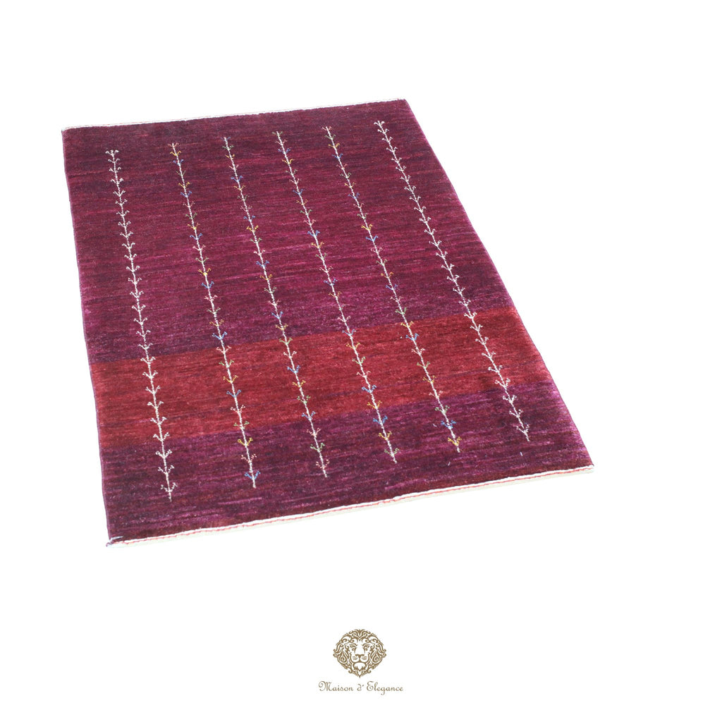 Alfombra persa Kashkuli rojo tribal naturale color | Gabbeh de lana hecha a mano 85 x 120 cm