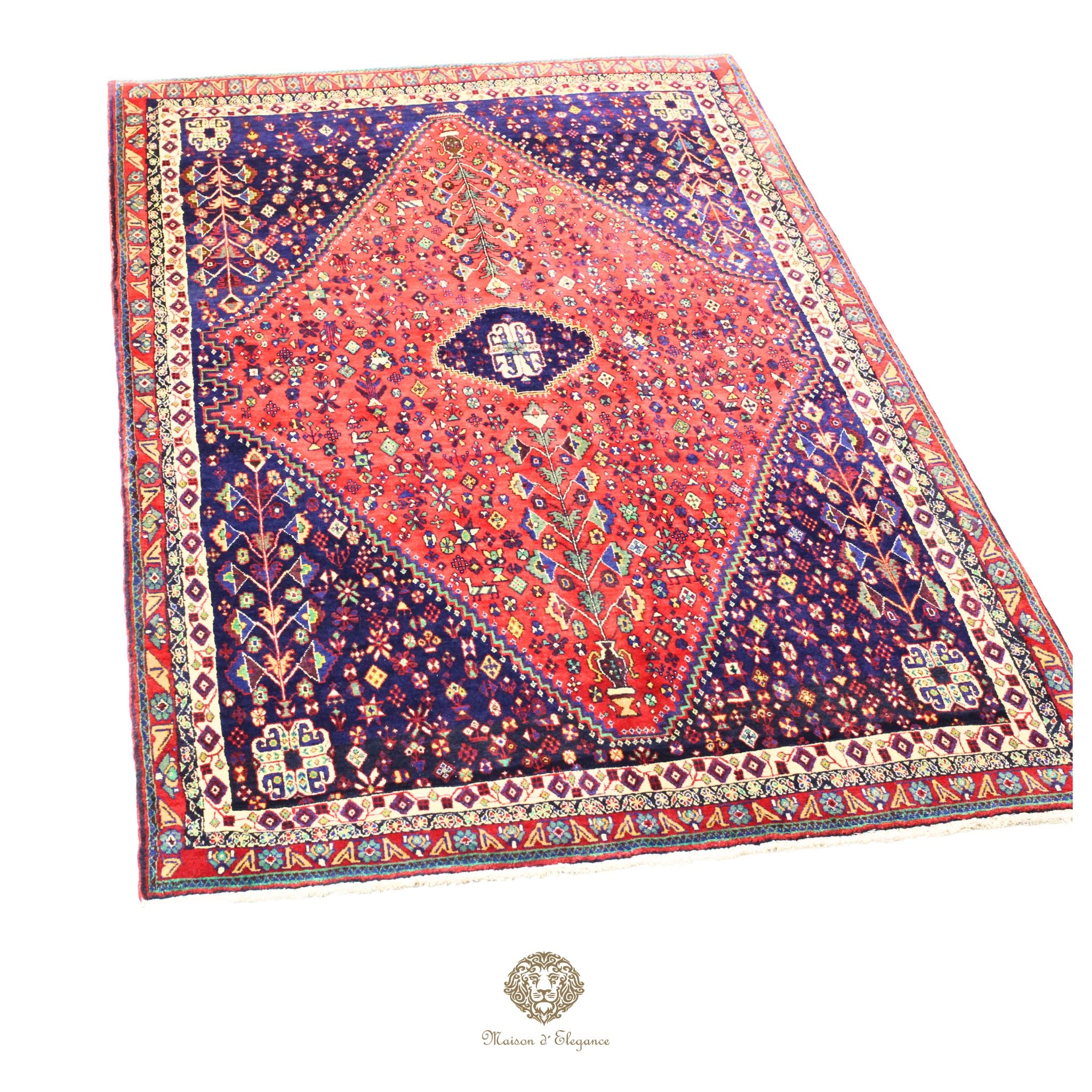 Alfombra persa Qashqai Shiraz | Diseño geométrico tribal teñido natural