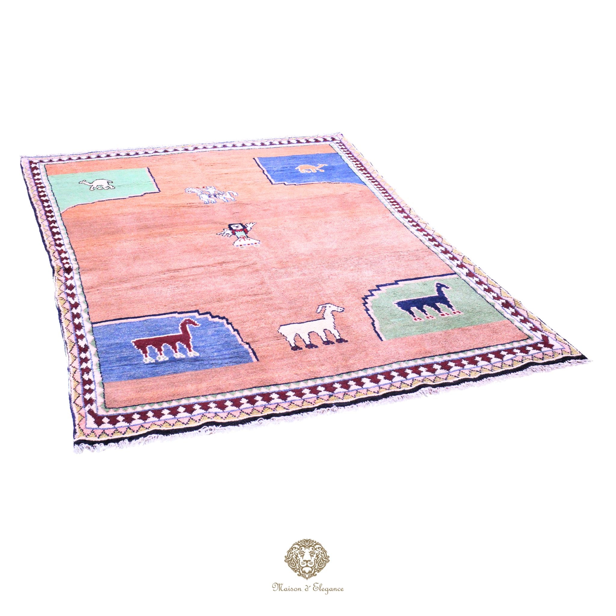 Alfombra persa Trible Gabbeh con tintes naturales | Loribaft de lana hecha a mano 191 x 275 cm