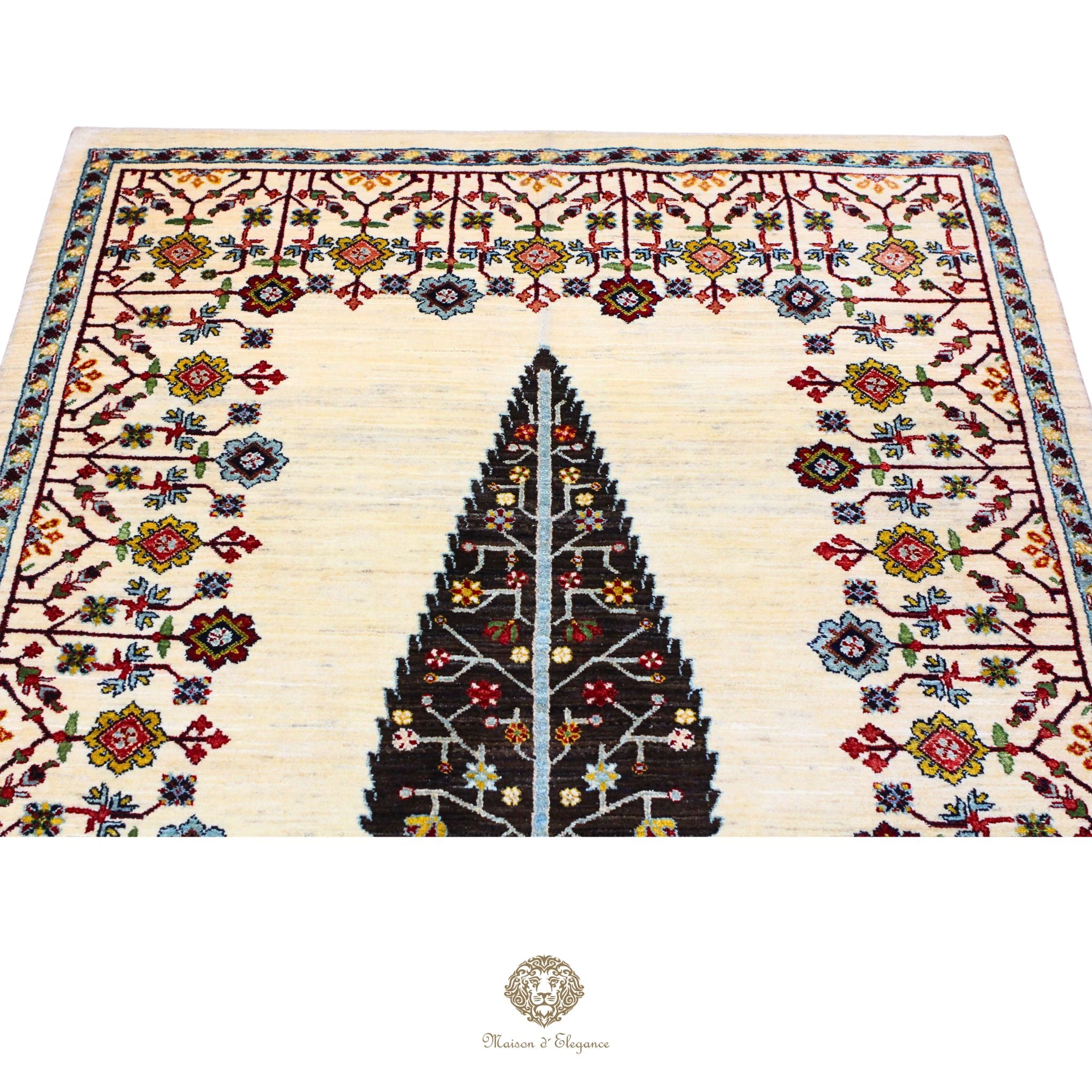 Alfombra persa de lana hecha a mano Kashkuli Nomadic | Diseño Cypress 150 x 191 cm