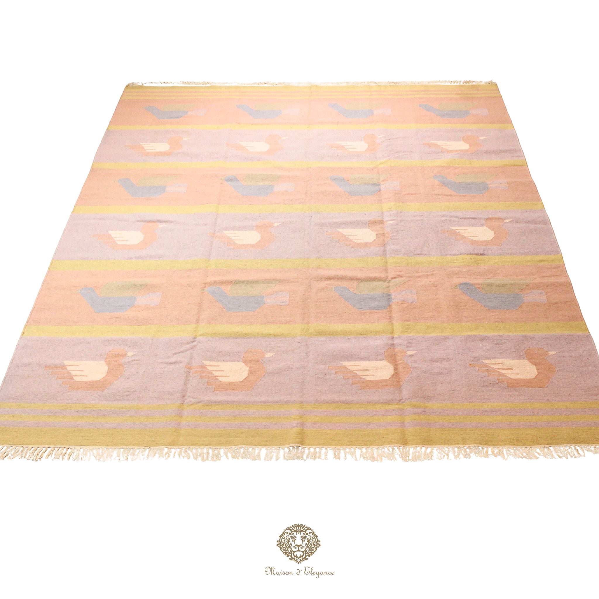 Alfombra Kilim Tejido Plano Lana Natural | Diseño Floral 273x380 cm