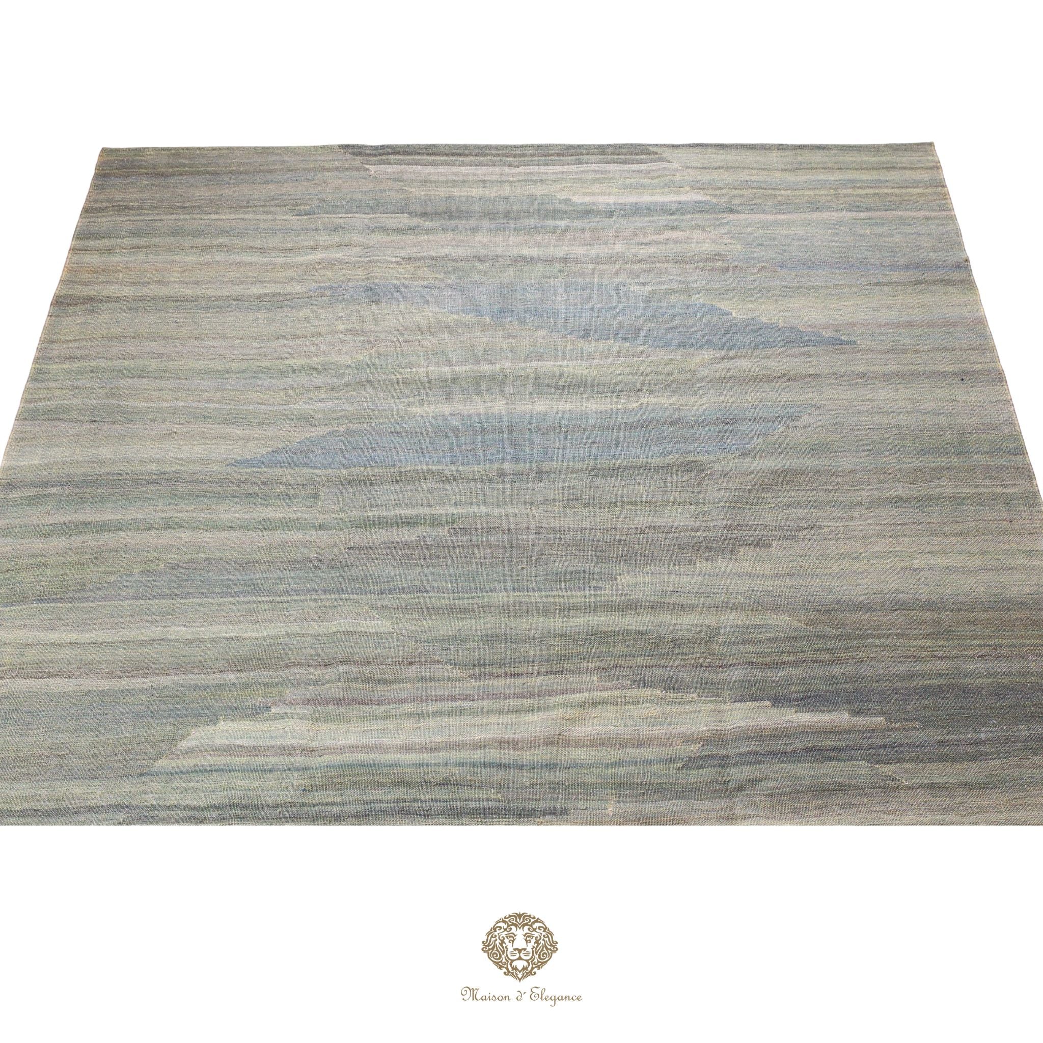 Alfombra Kilim moderna de lana lisa en color neutro con tejido plano | Colección Maison Zagros 229x310 cm
