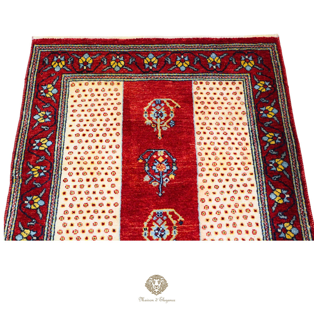 Alfombra persa Kashkuli colorida naturale | Gabbeh de lana hecha a mano 84 x 101 cm