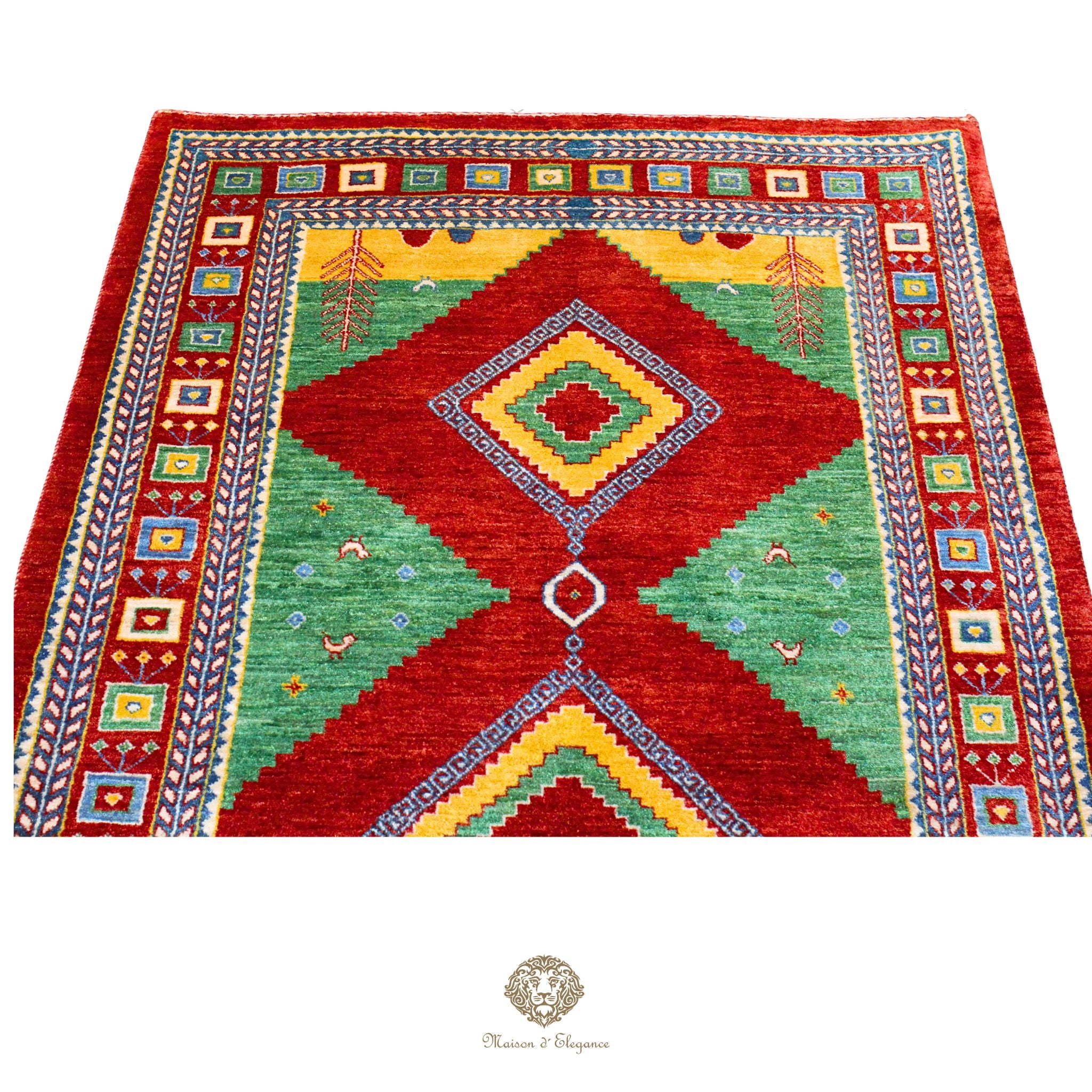 Alfombra persa Kashkuli colorida naturale | Gabbeh de lana hecha a mano 124 x 183 cm