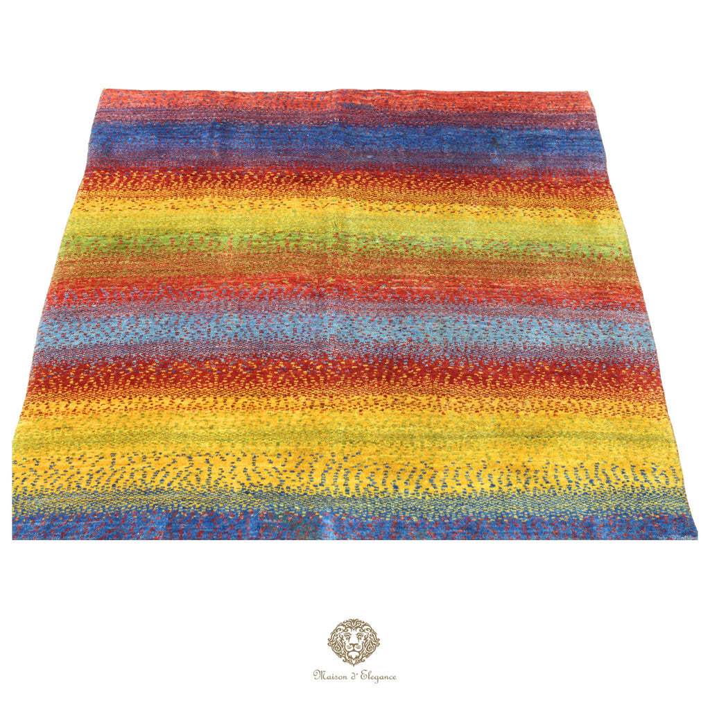 Alfombra persa Kashkuli de lana teñida naturalmente y colorida | Gabbeh hecha a mano 118 x 194 cm