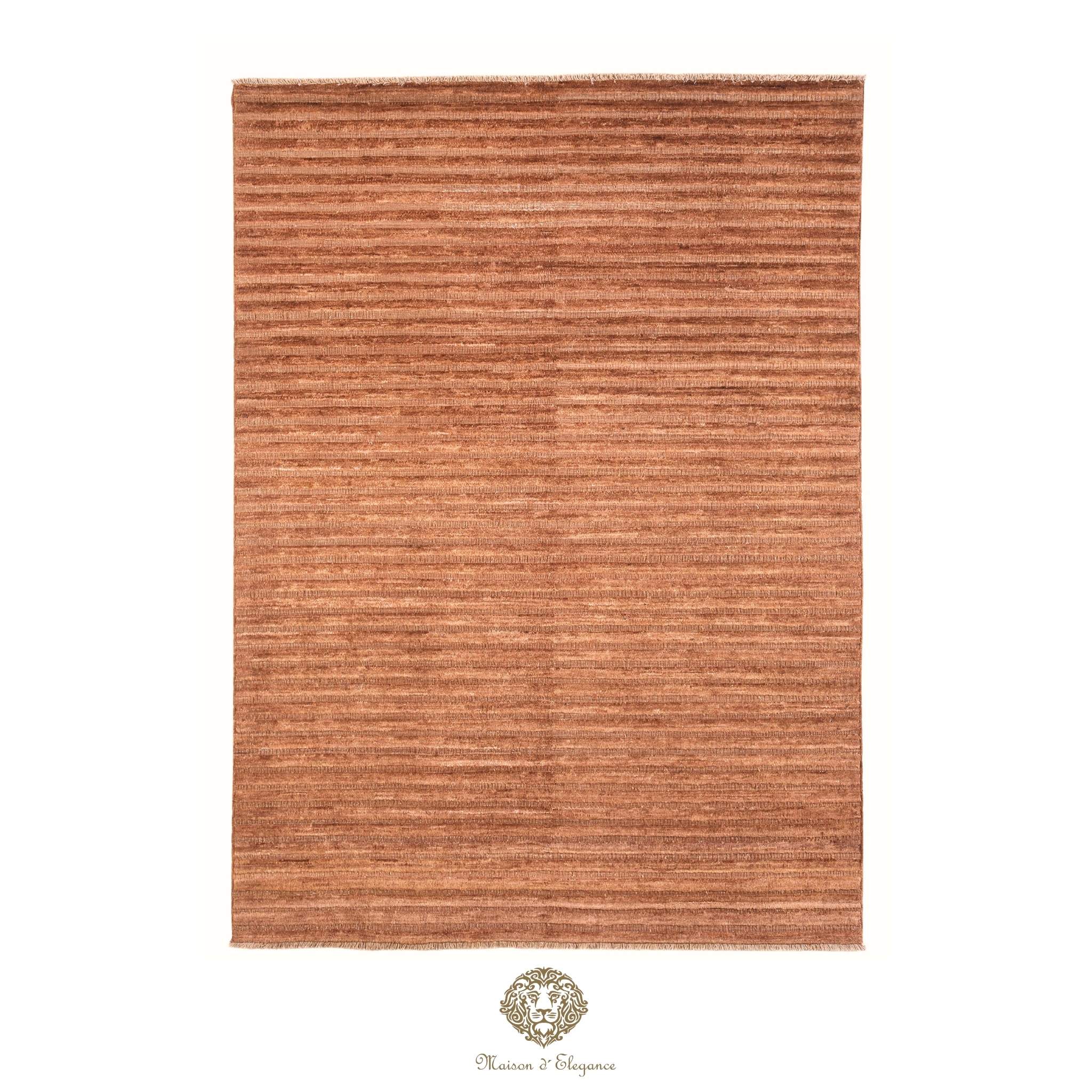 Modern Striped Wool Rug - Handmade Contemporary Design with Textured Relief Pattern