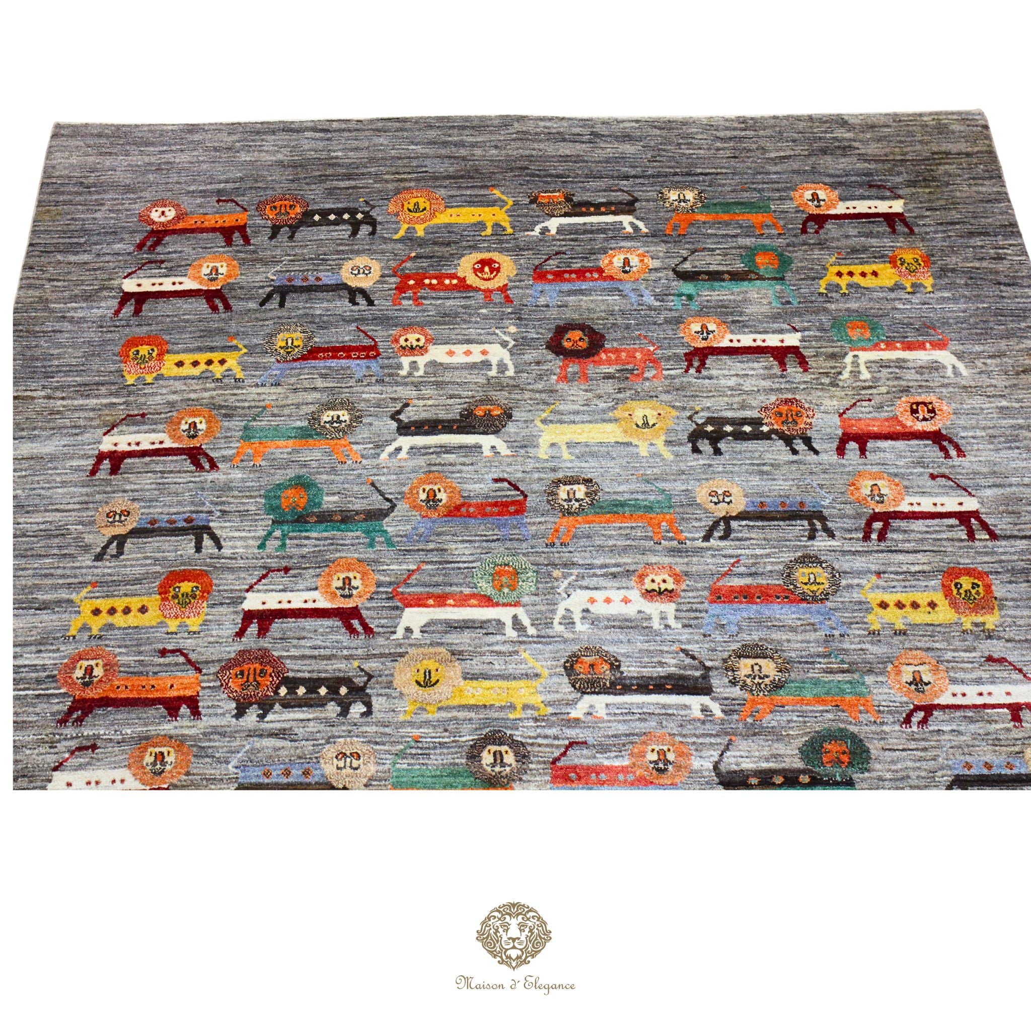 Alfombra persa Kashkuli colorido tribal naturale color | Gabbeh de lana hecha a mano 192 x 193 cm