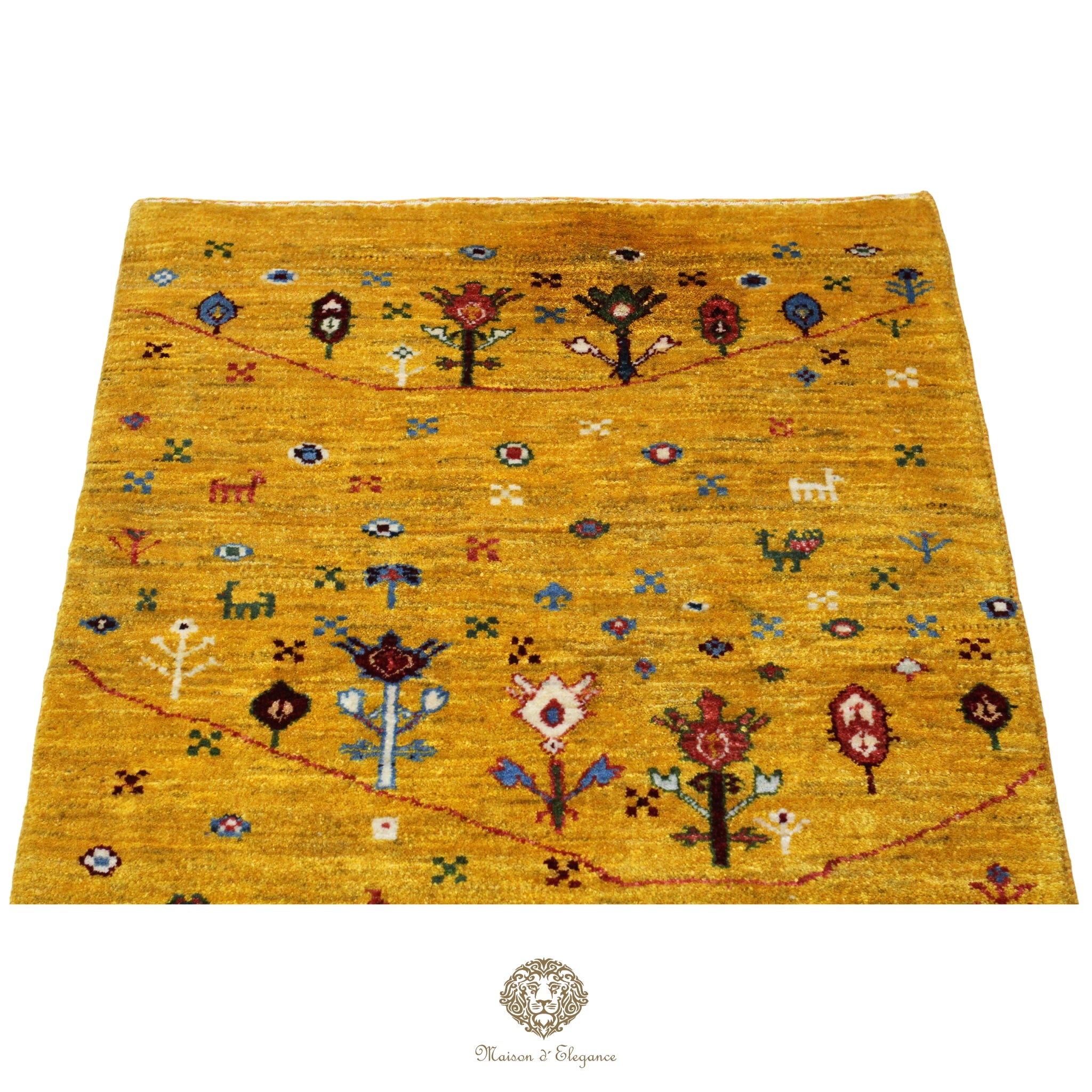 Alfombra Loribaft amarilla persa Artesano nómada | Lana Artesanal 80x116 cm