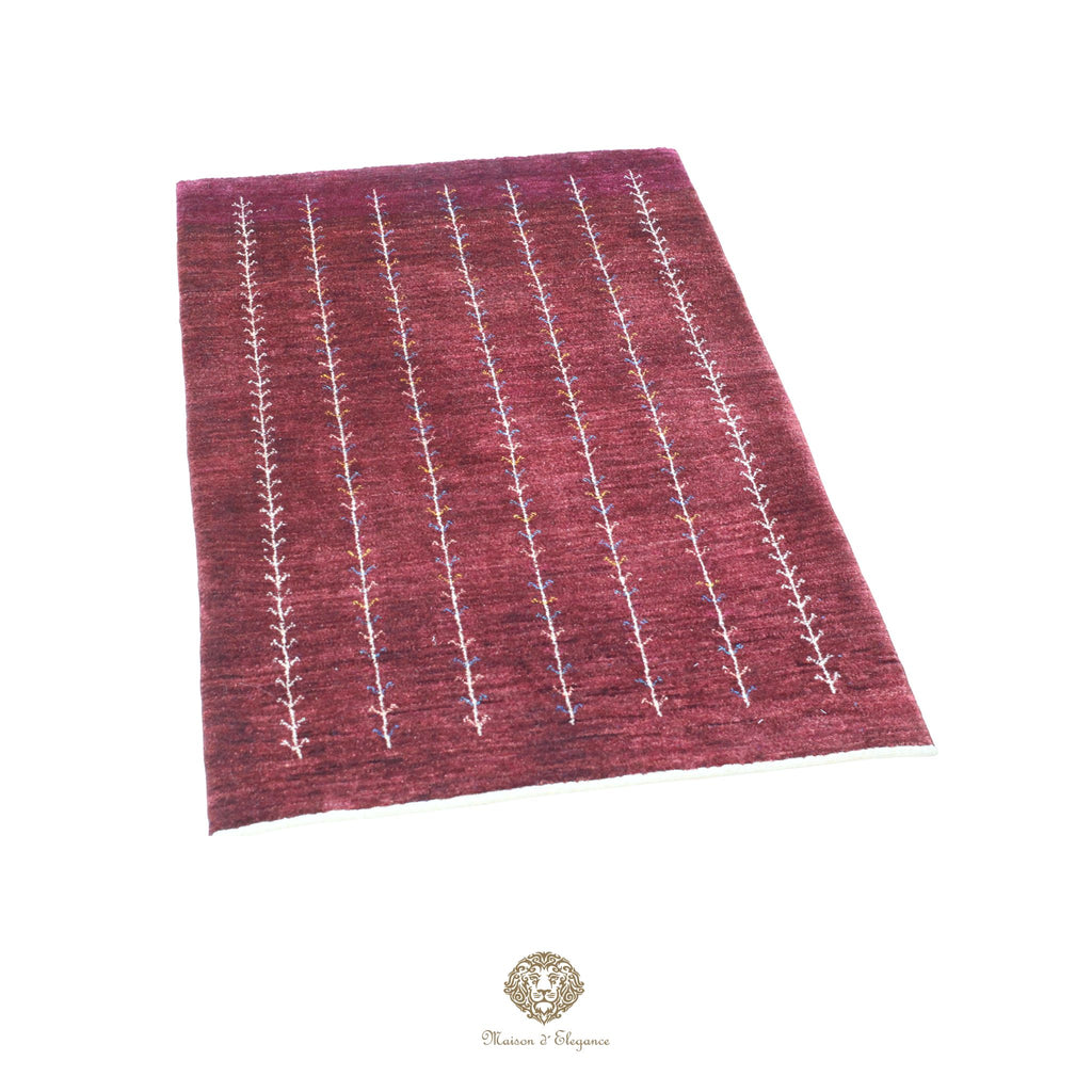 Alfombra persa Kashkuli rojo tribal naturale color | Gabbeh de lana hecha a mano 84 x 125 cm